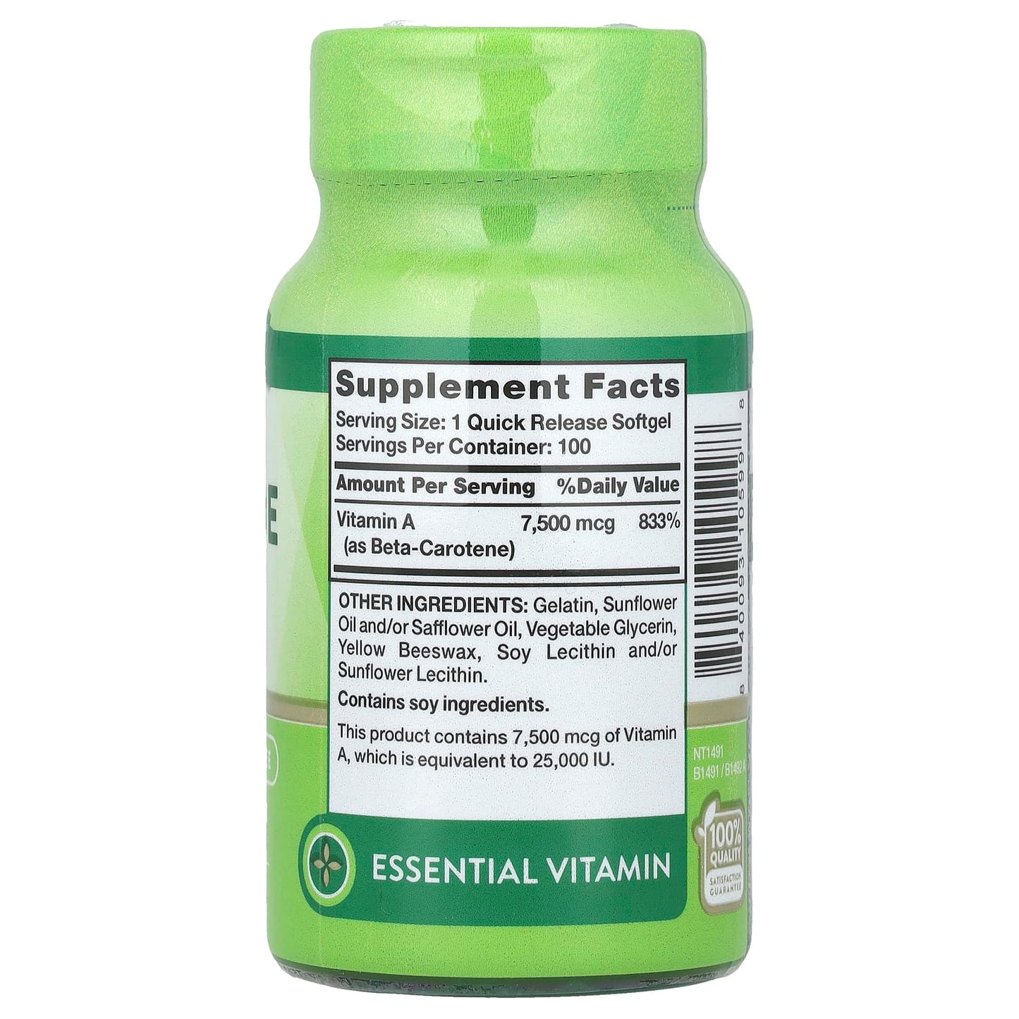 Nature's Truth, Beta Carotene, 7,500 mcg (25,000 IU), 100 Quick Release Softgels - Image 2