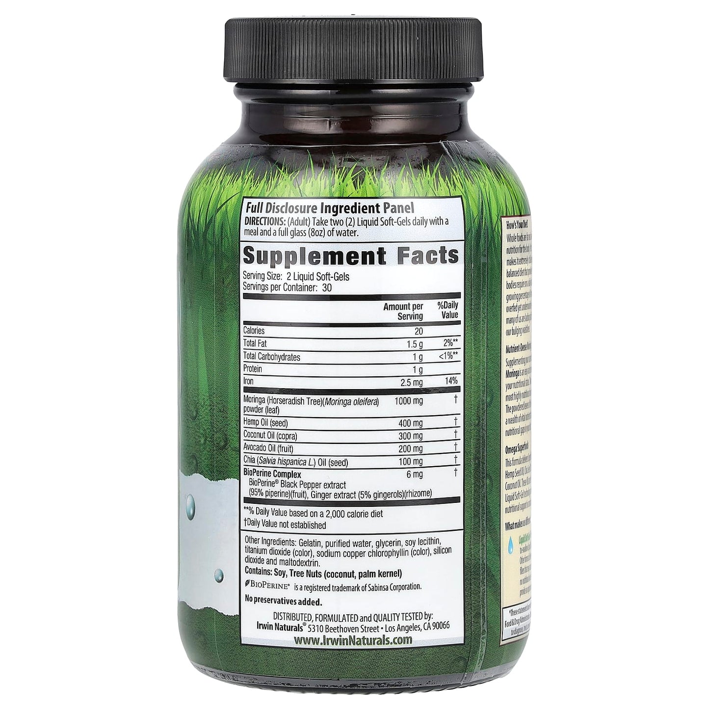 Moringa Liquid Soft-Gels for Optimal Nutrition - 60 Count - Image 2