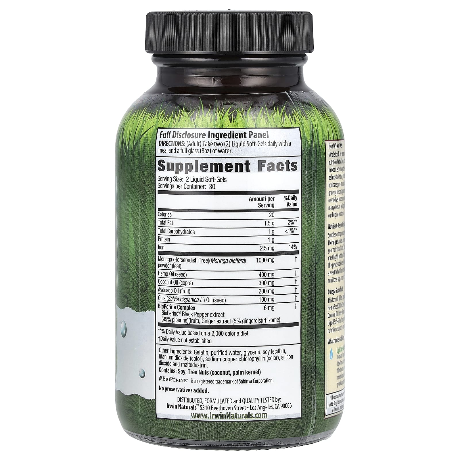 Moringa Liquid Soft-Gels for Optimal Nutrition - 60 Count - Image 2