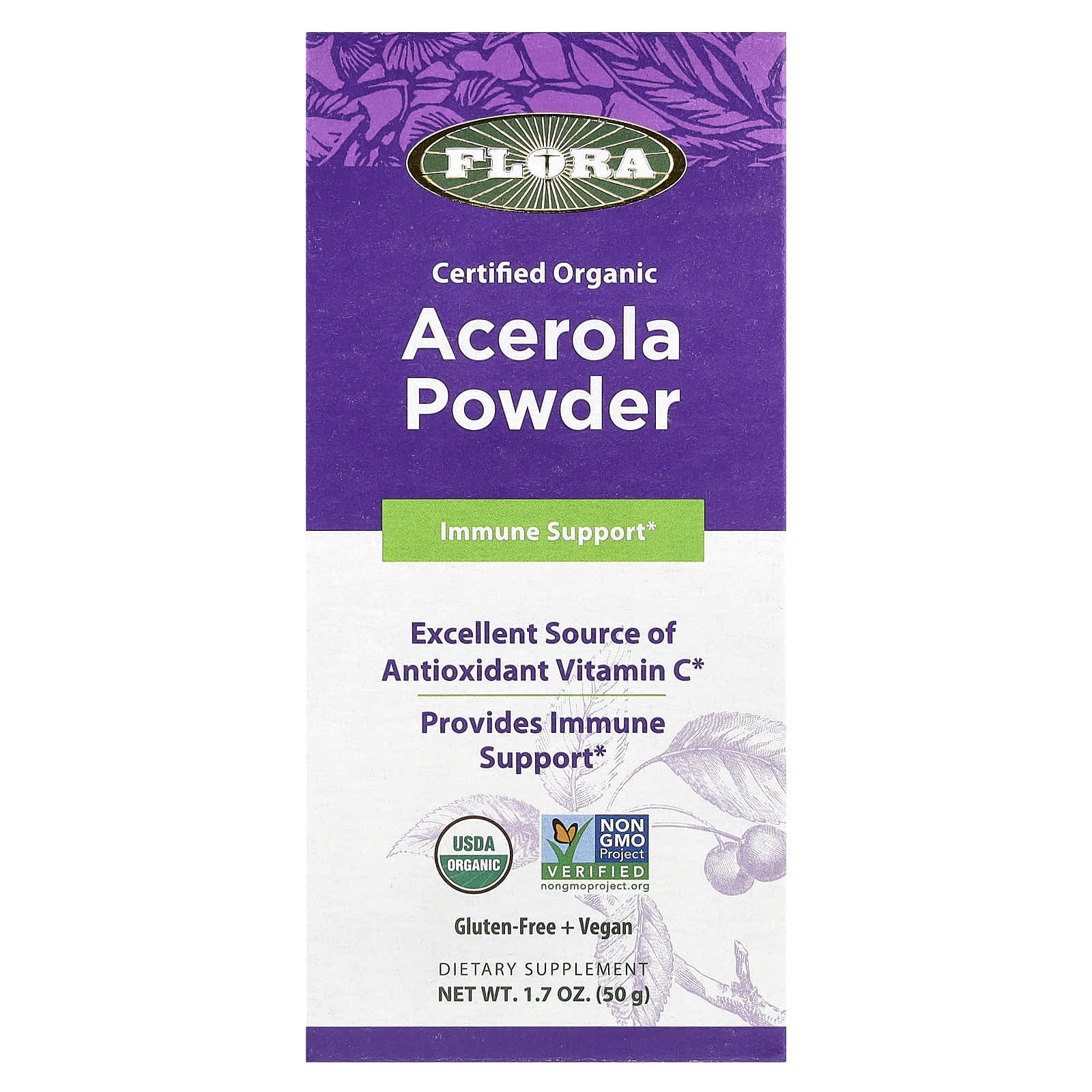 Flora Certified Organic Acerola Vitamin C Powder (50g) - Image 1