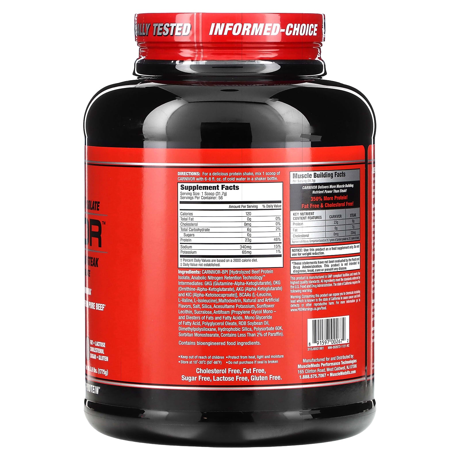 MuscleMeds, Carnivor, Bioengineered Beef Protein Isolate, Vanilla Caramel, 3.9 lbs (1775 g) - Image 2