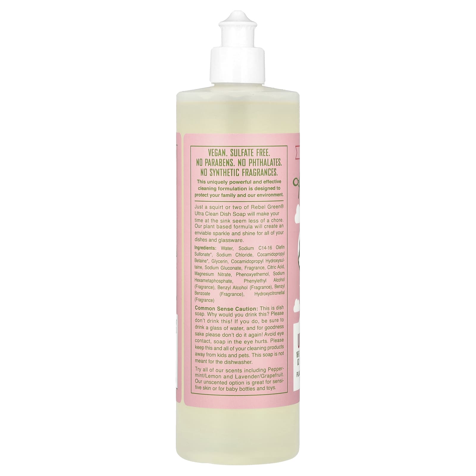 Rebel Green, Ultra Clean Dish Soap, Pink Lilac, 16 fl oz (473 ml) - Image 2
