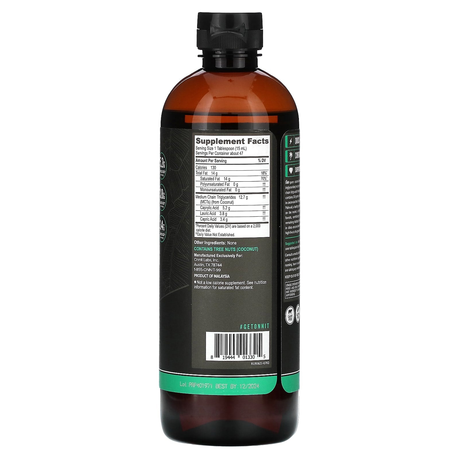Onnit, MCT Oil, Unflavored, 24 fl oz (709 ml) - Image 2