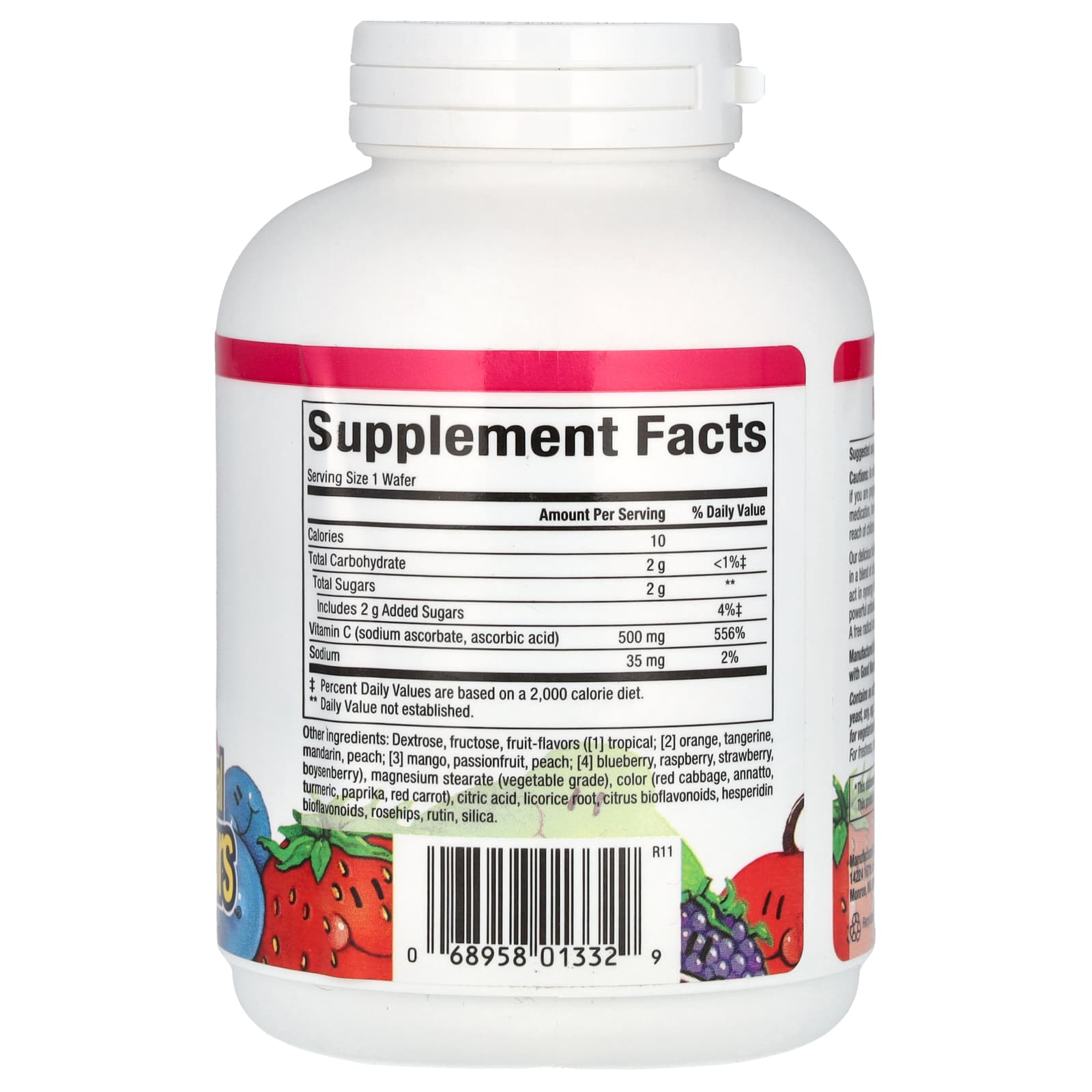 Natural Factors, Vitamin C, Fruit-Flavor Chew, Four Mixed Fruit, 500 mg, 90 Chewable Wafers - Image 2