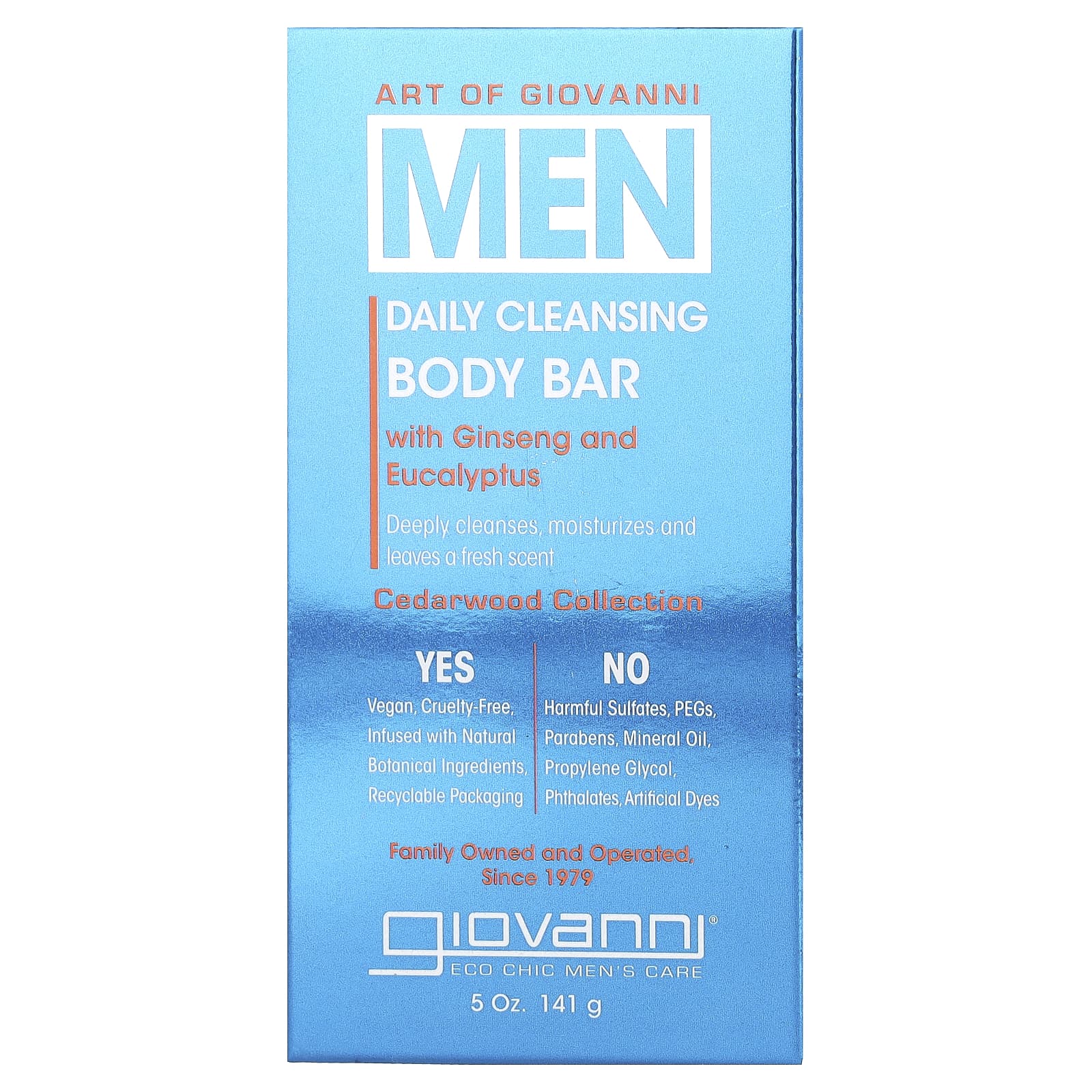 Giovanni Men's Daily Cleansing Body Bar with Ginseng & Eucalyptus, 5 oz - Image 1