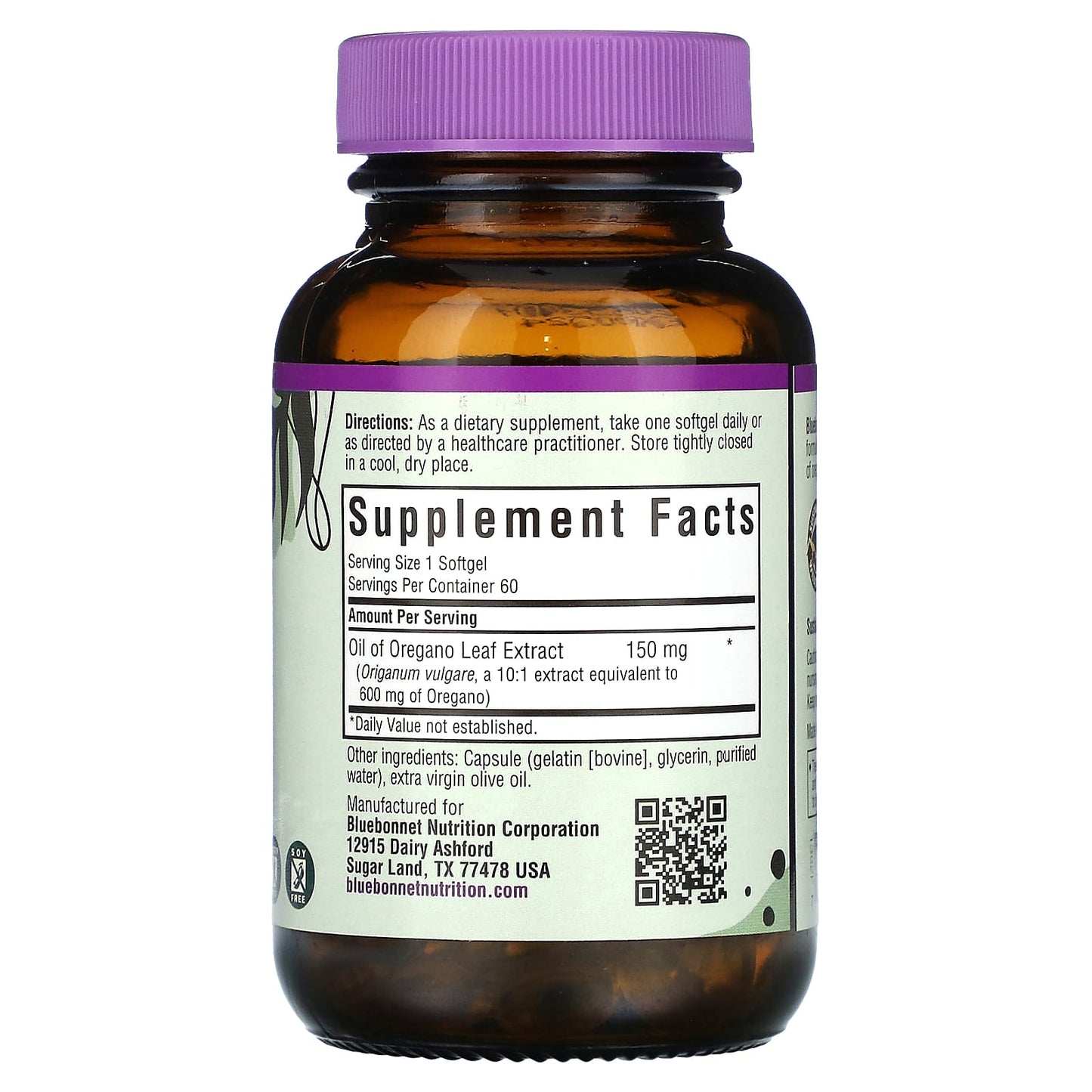 Oil of Oregano Leaf Extract 150mg - 60 Softgels by Bluebonnet Nutrition - Image 2