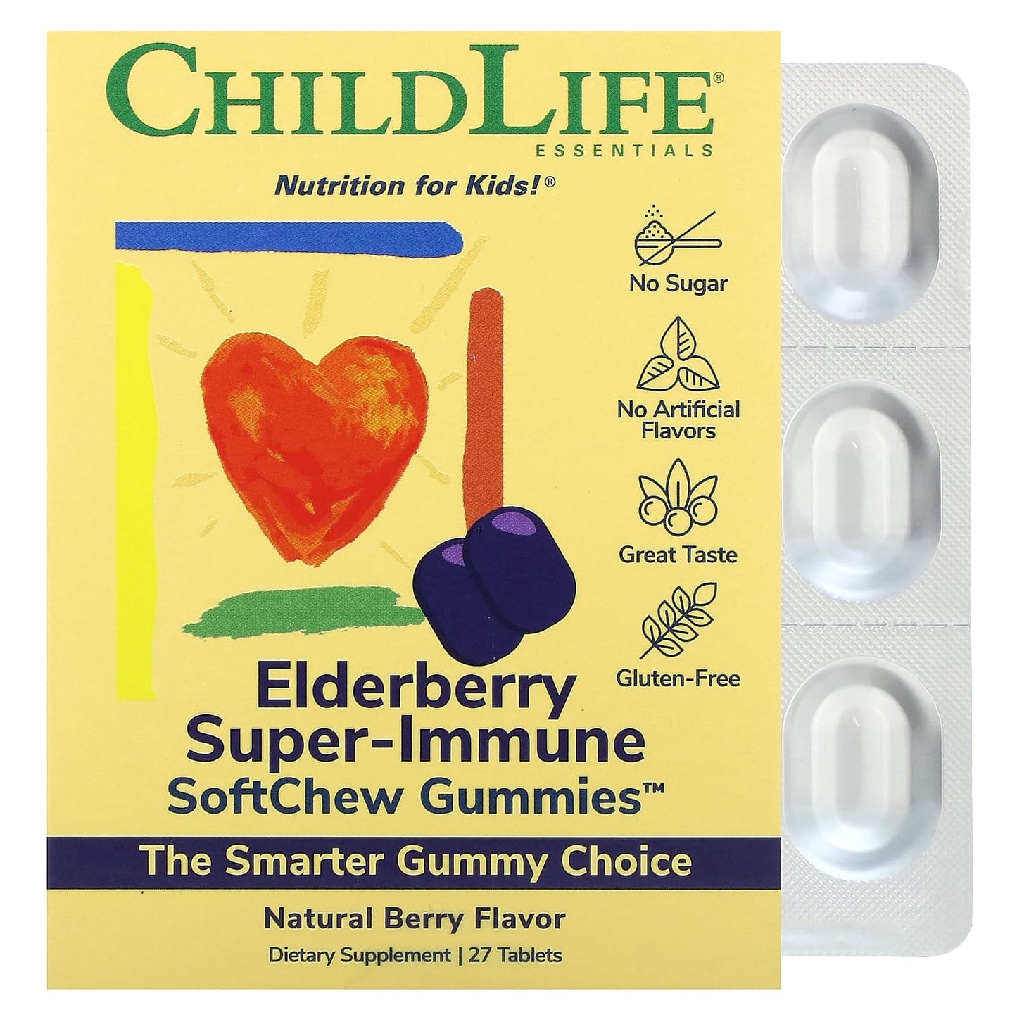 ChildLife Essentials Elderberry Immune Support for Kids - Natural SoftChew Gummies - Image 1