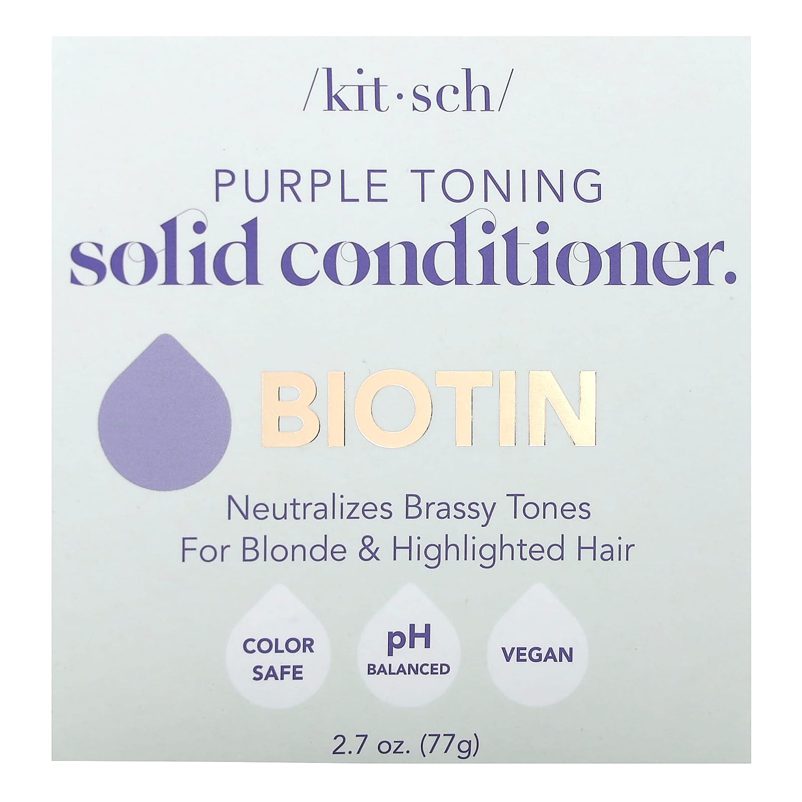 Kitsch, Purple Toning Solid Conditioner Bar, Biotin, Orange Blossom & Jasmine, 1 Bar, 2.7 oz (77 g) - Image 1