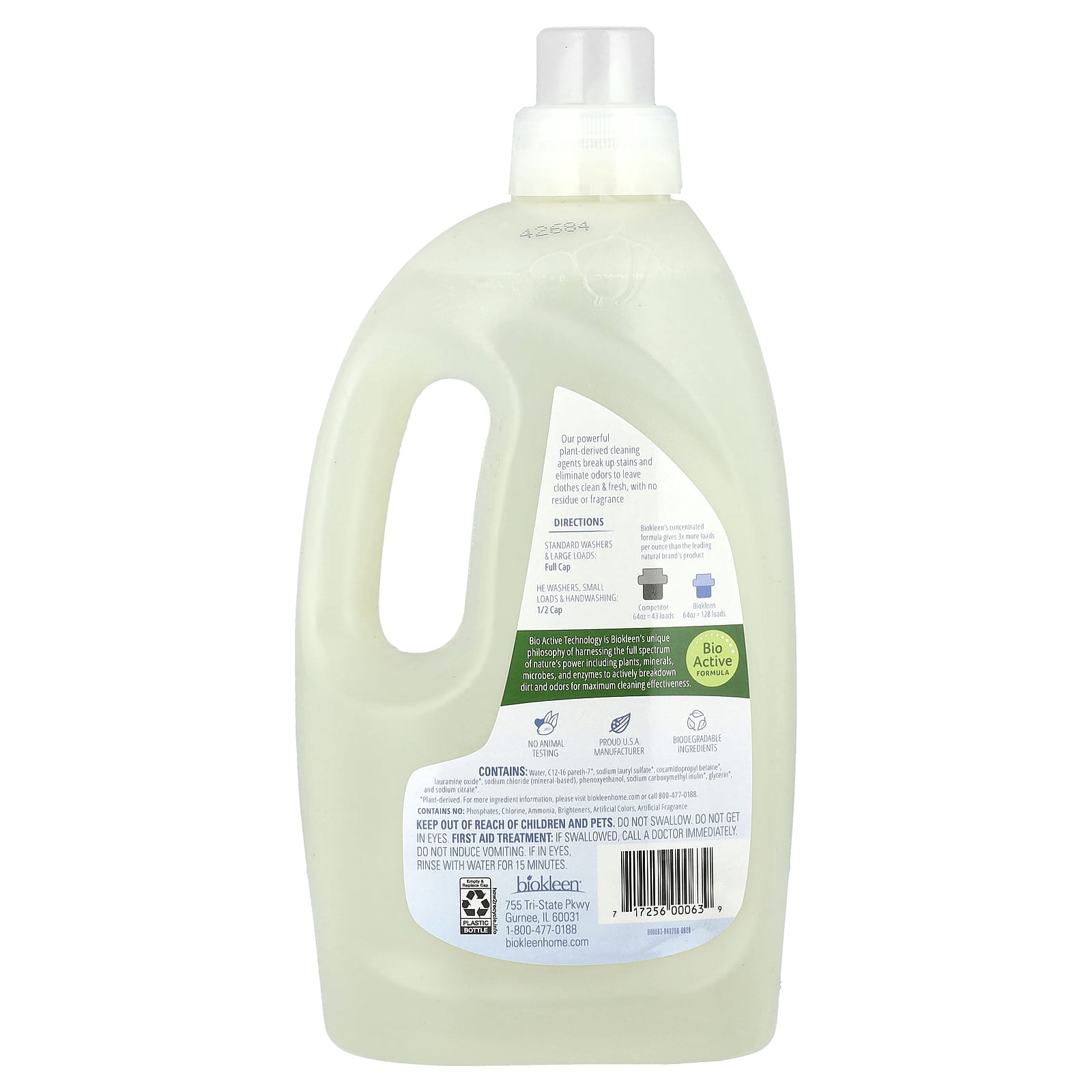 Biokleen Laundry Liquid, Fragrance-Free, 64 fl oz (1.89 L) | Natural Cleaning - Image 2