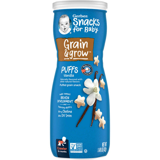 Gerber Grain & Grow Puffs - Nutritious Baby Snacks for 8+ Months - Image 1