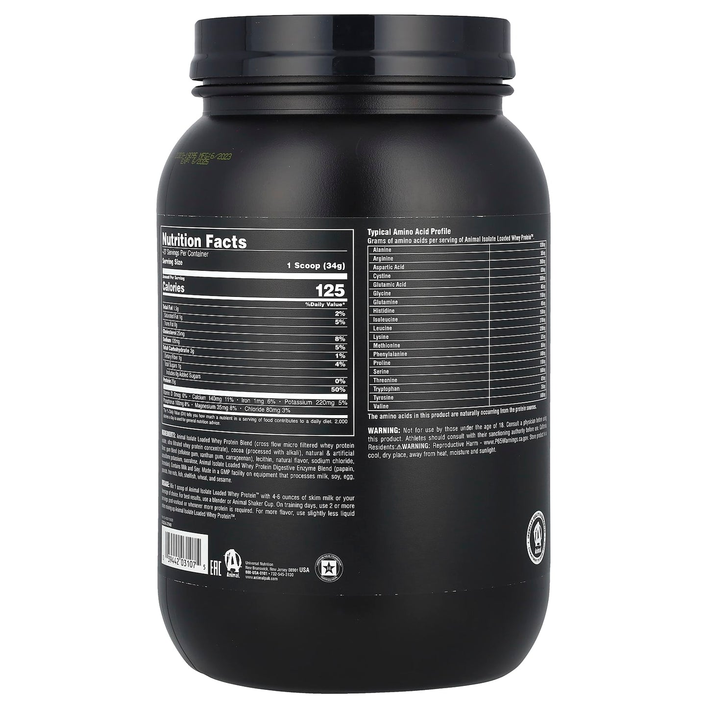 Loaded Whey Protein Powder, Chocolate, Animal Isolate, 2 lb (907 g) - Image 2
