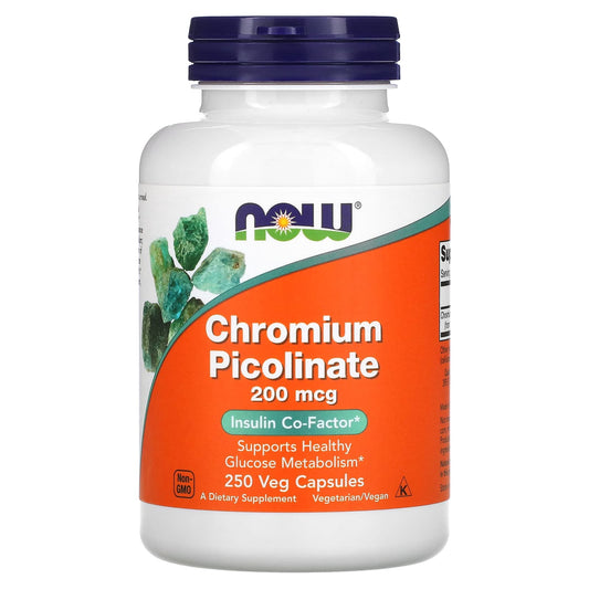 NOW Foods, Chromium Picolinate, 200 mcg, 250 Veg Capsules - Image 1