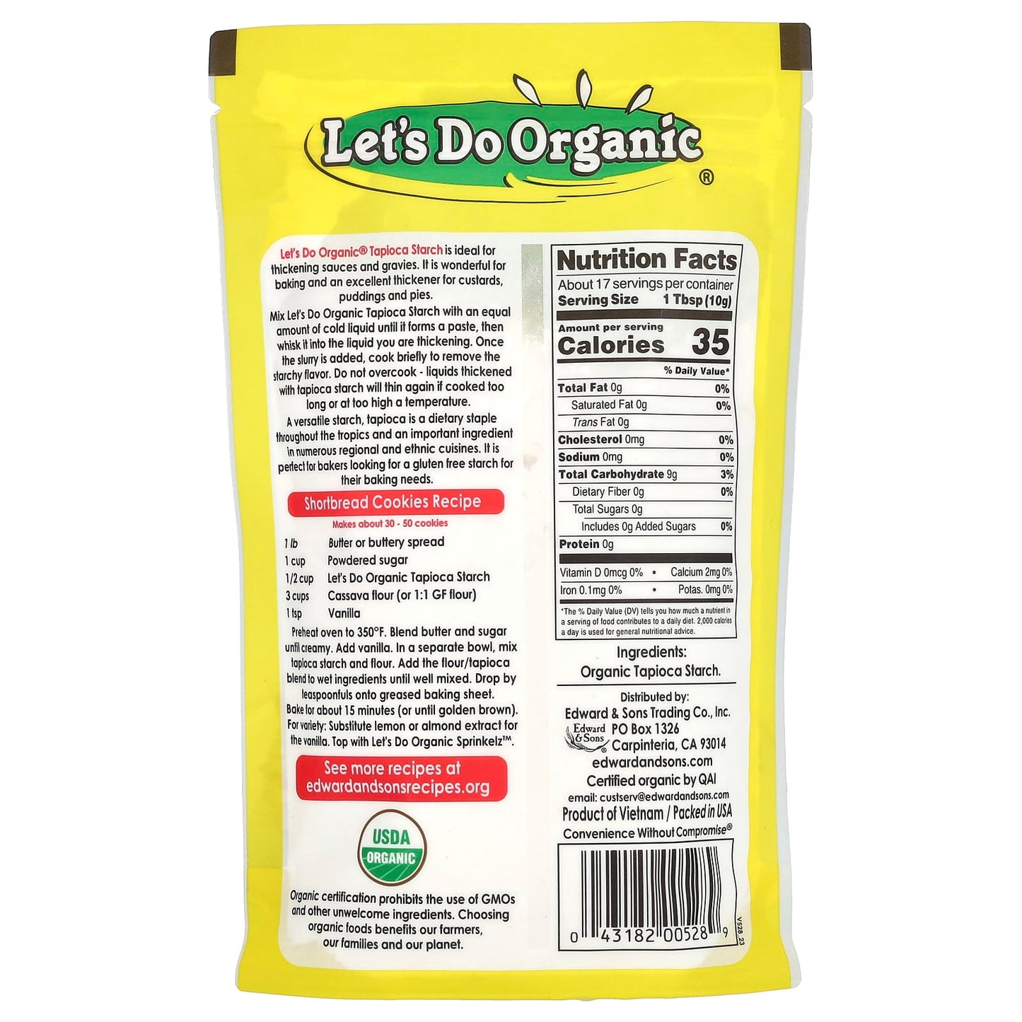 Gluten-Free Organic Tapioca Starch by Edward & Sons, 6 oz (170g) - Image 2