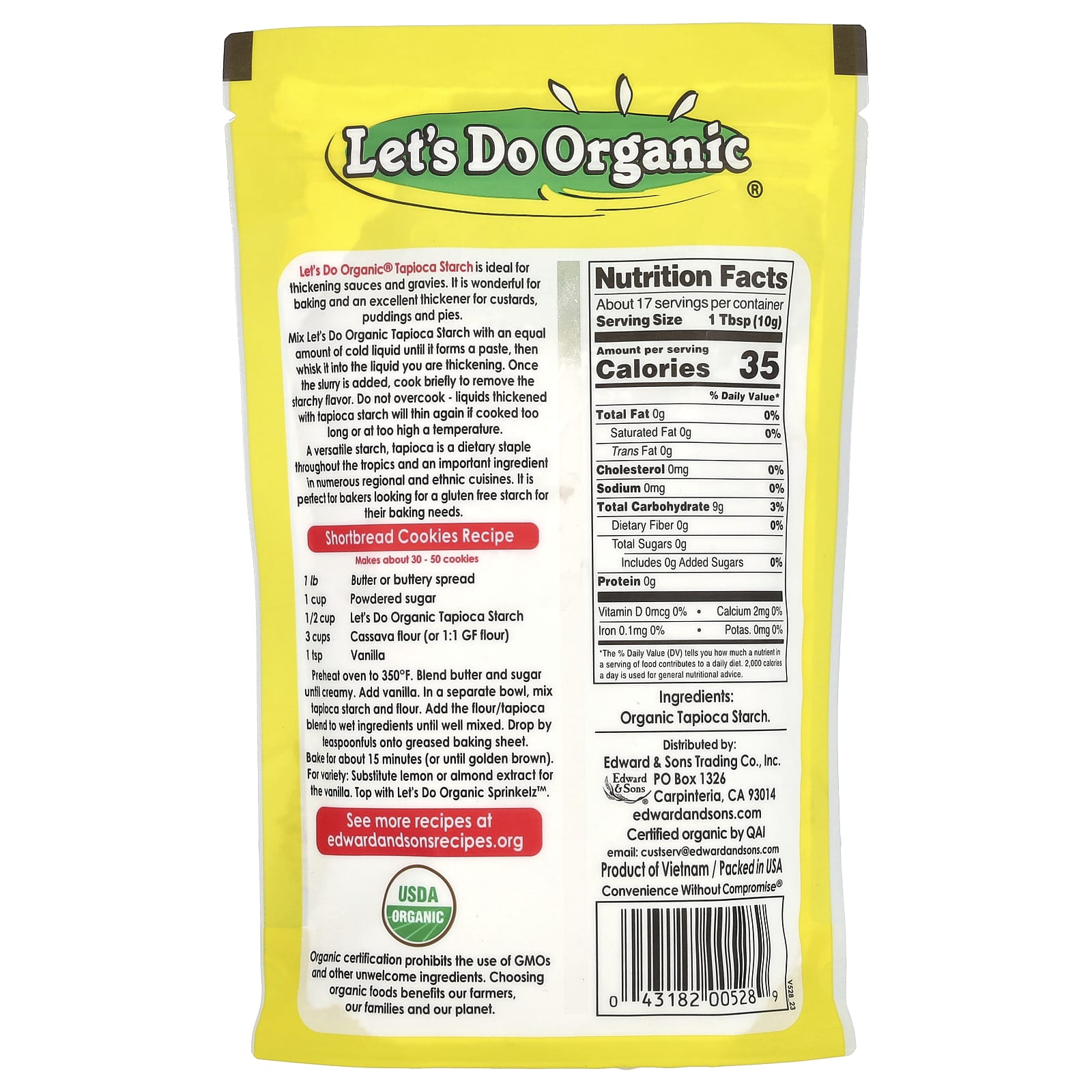 Gluten-Free Organic Tapioca Starch by Edward & Sons, 6 oz (170g) - Image 2