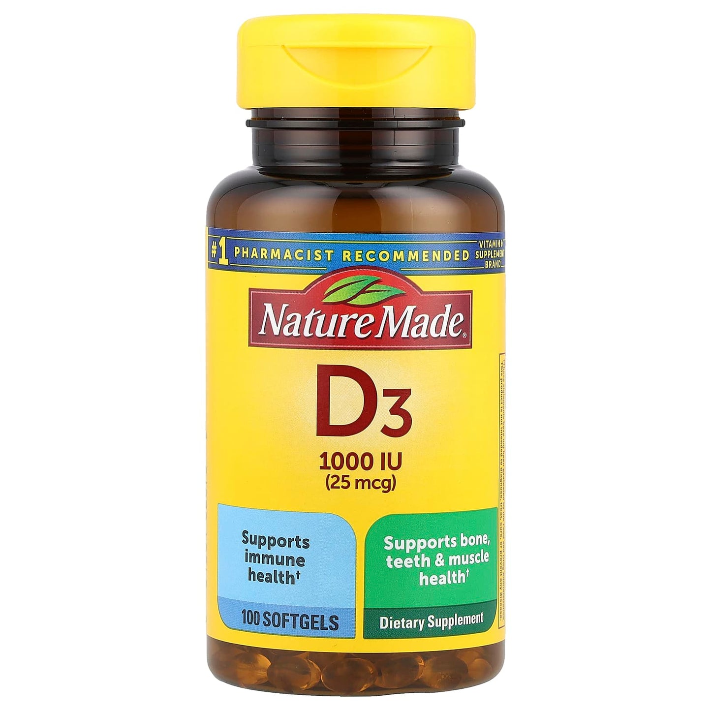 Nature Made, Vitamin D3, 25 mcg (1,000 IU), 100 Softgels - Image 1