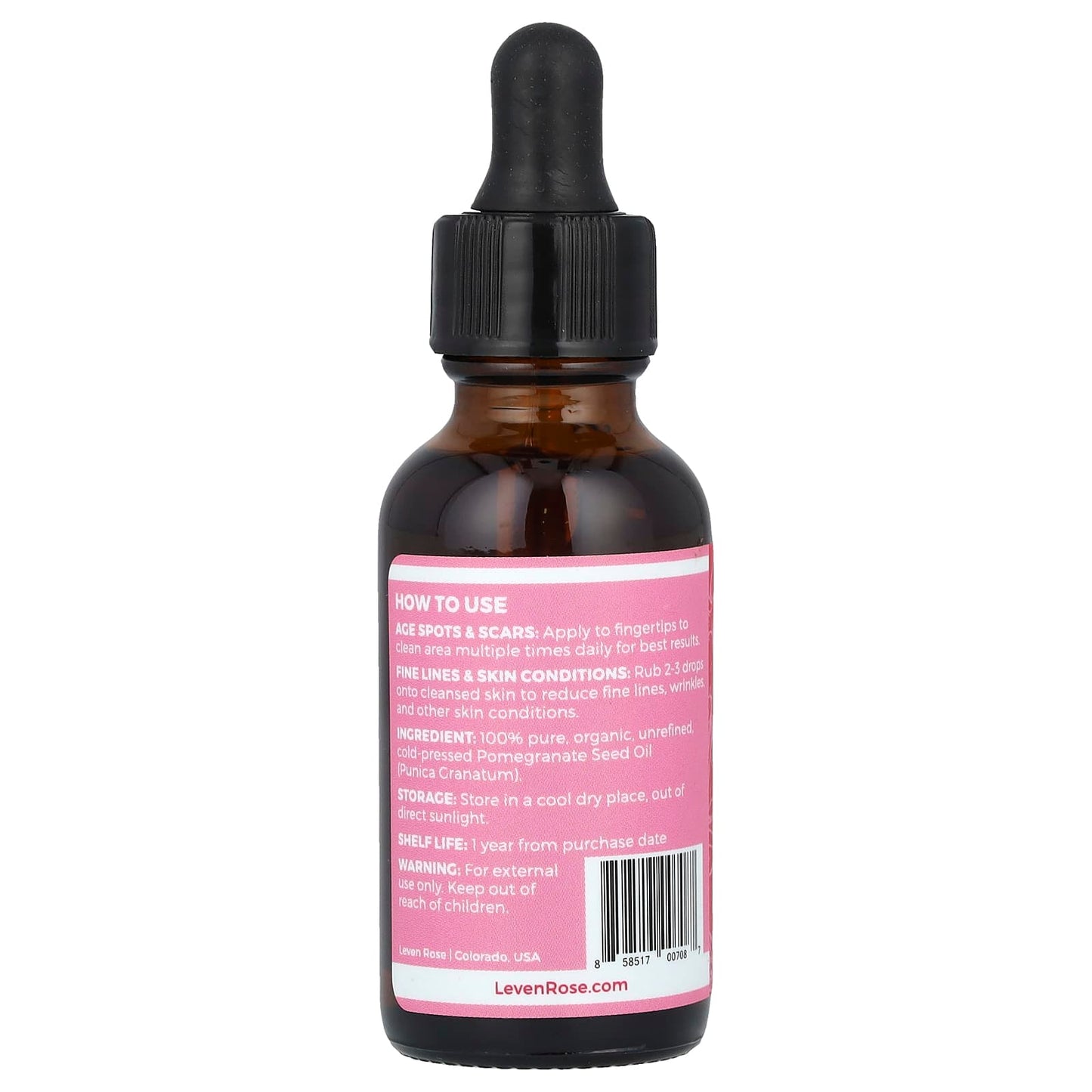 Leven Rose, 100% Pure & Organic, Pomegranate Seed Oil, 1 fl oz (30 ml) - Image 2