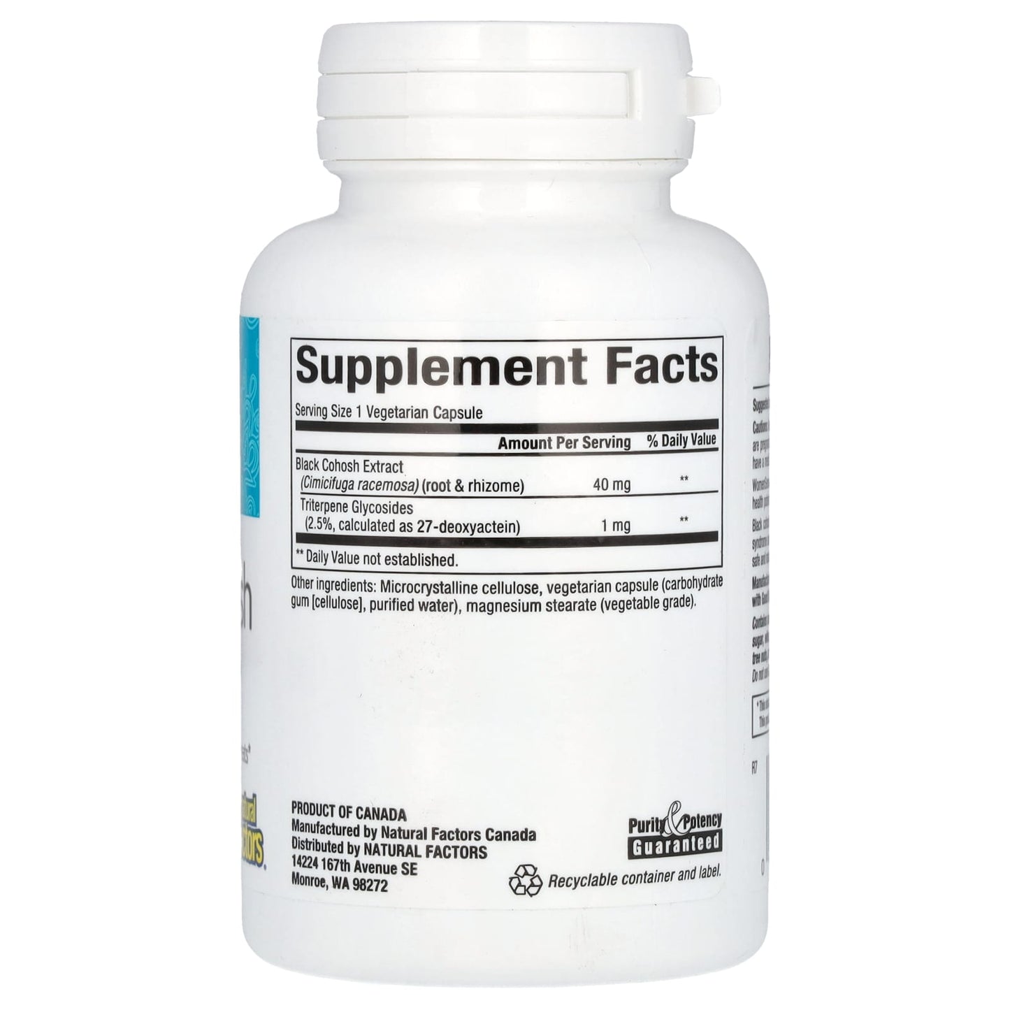 Natural Factors, WomenSense®, Black Cohosh Extract, Menopause Relief, 90 Vegetarian Capsules - Image 2