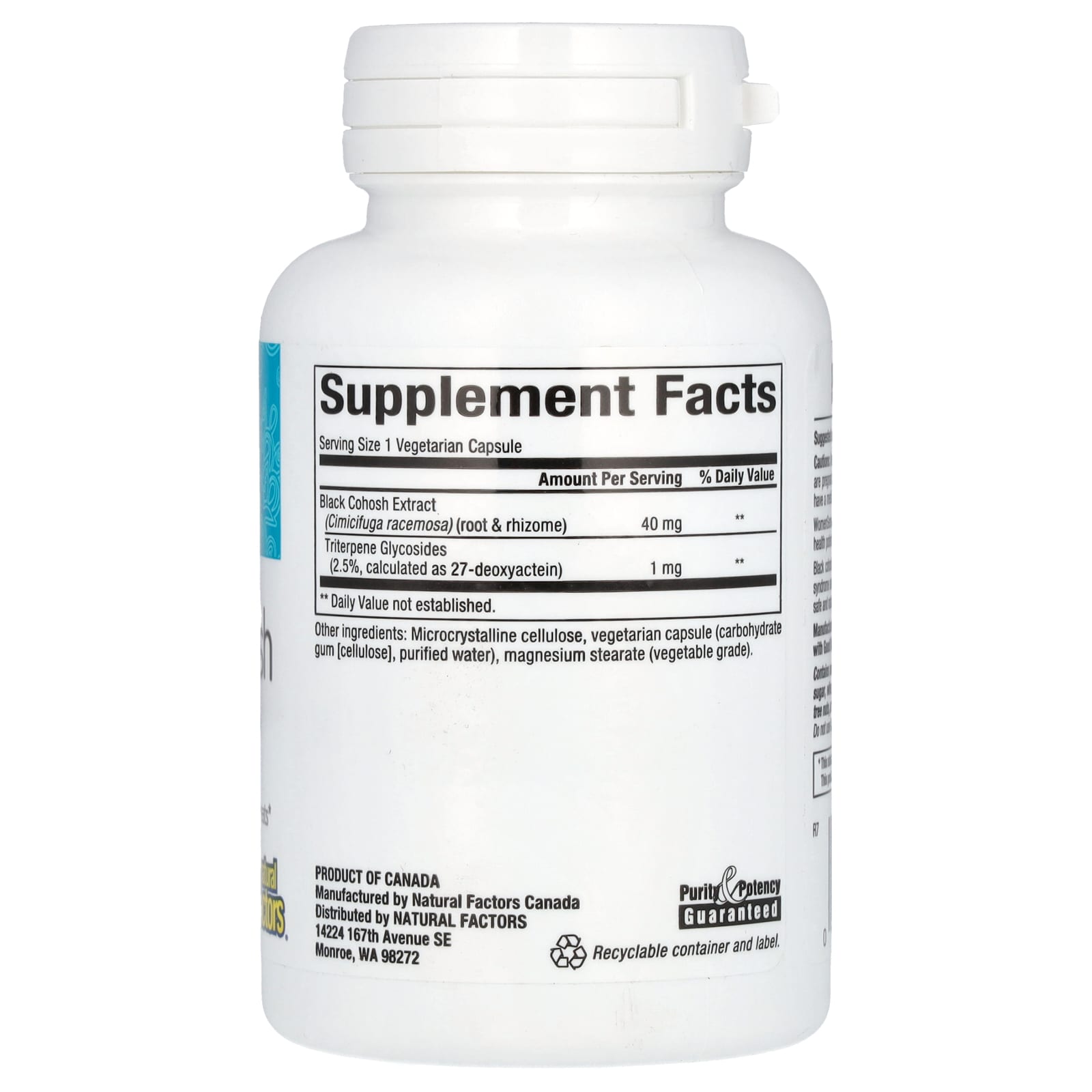 Natural Factors, WomenSense®, Black Cohosh Extract, Menopause Relief, 90 Vegetarian Capsules - Image 2