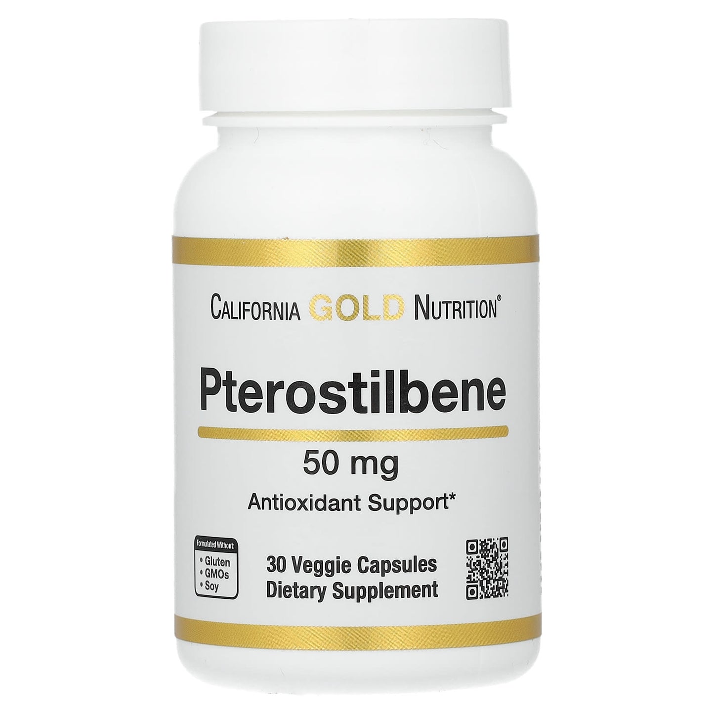 Pterostilbene Antioxidant Support - 50mg, 30 Veggie Capsules - California Gold Nutrition - Image 1