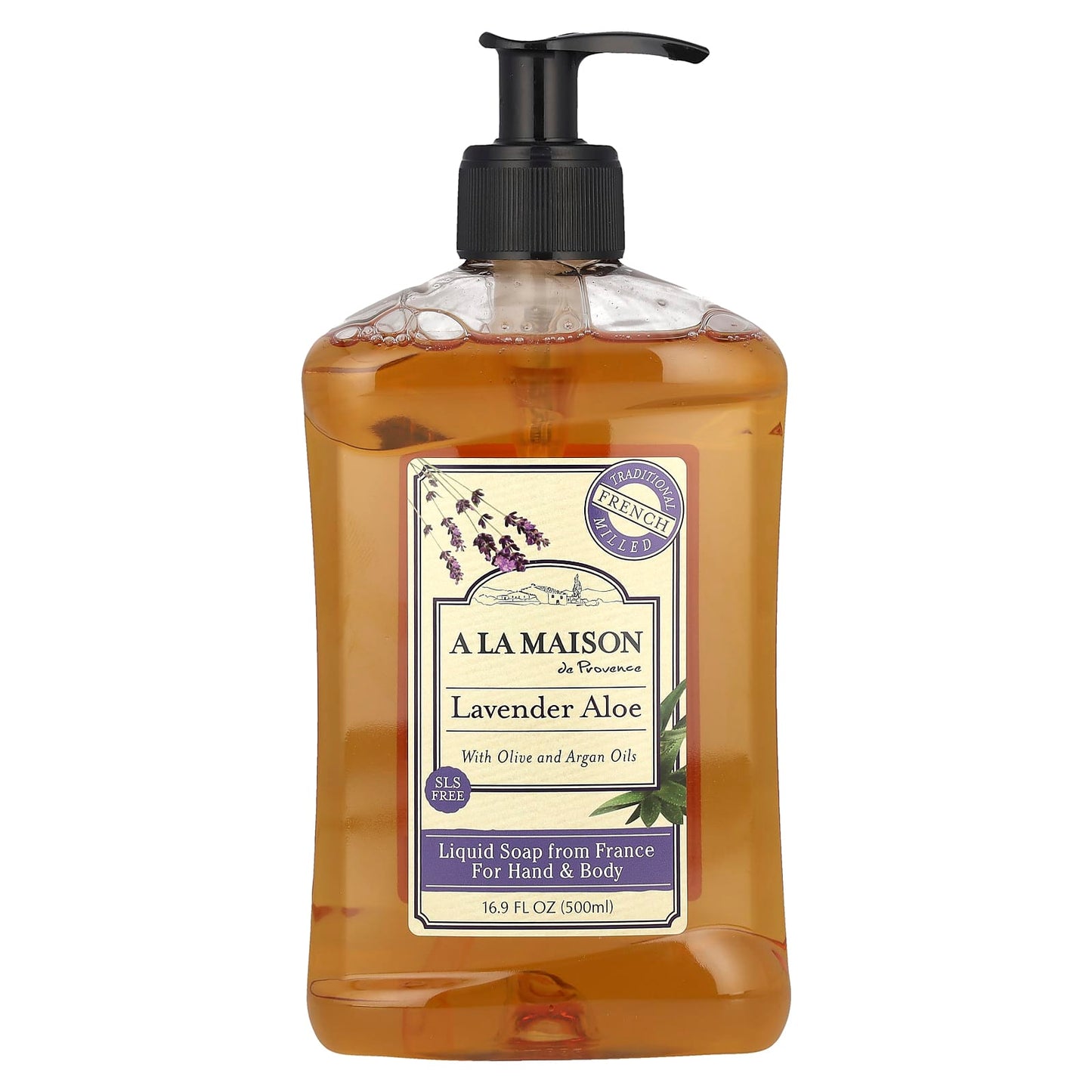 Lavender Aloe Liquid Hand & Body Soap - French Milled, SLS Free, 16.9 fl oz - Image 1