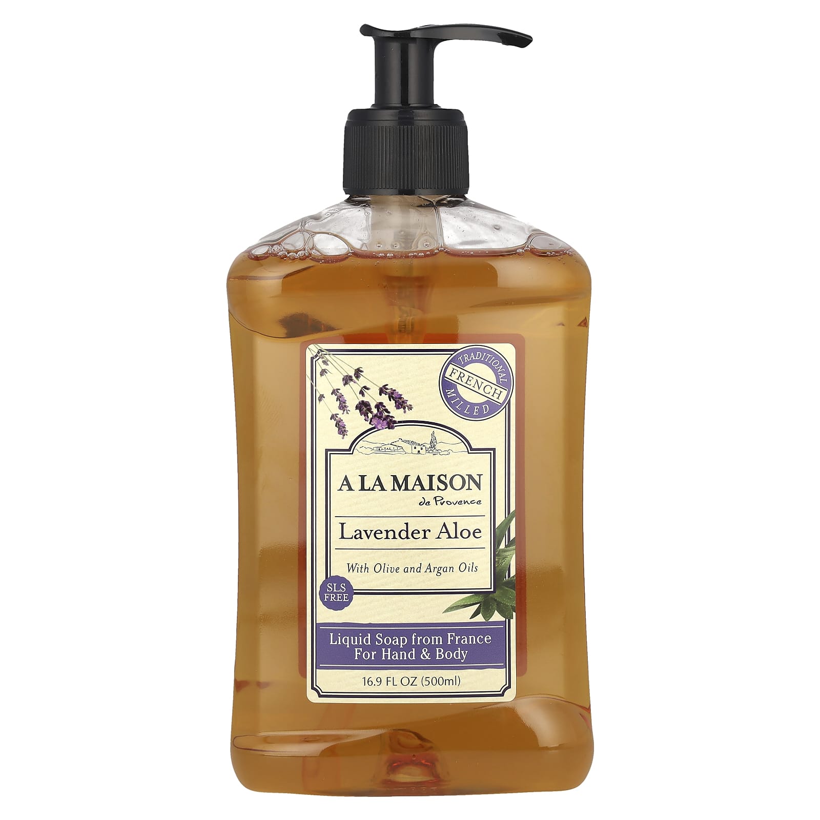 Lavender Aloe Liquid Hand & Body Soap - French Milled, SLS Free, 16.9 fl oz - Image 1