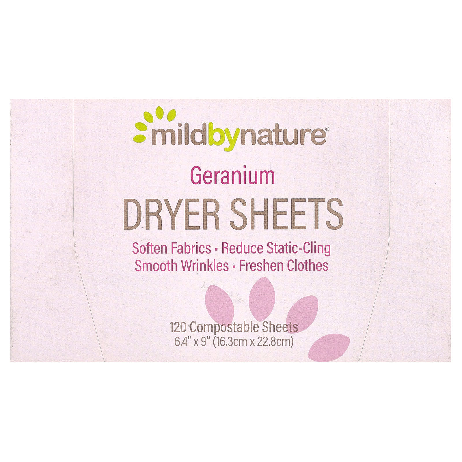 Geranium Scent Dryer Sheets, Compostable, 120 Count | Mild By Nature - Image 1