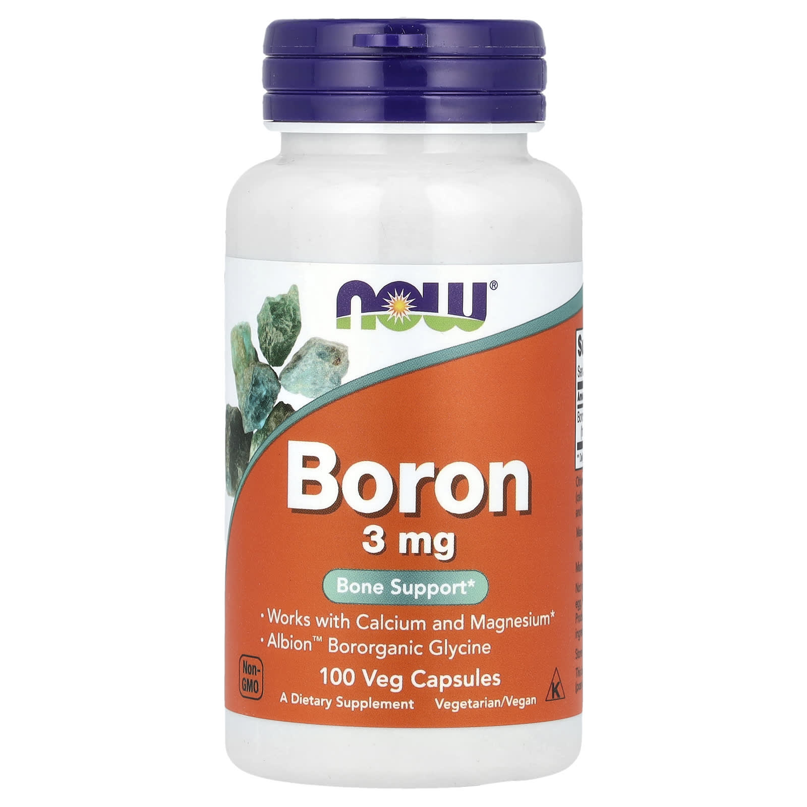 NOW Foods, Boron, 3 mg, 100 Veg Capsules - Image 1