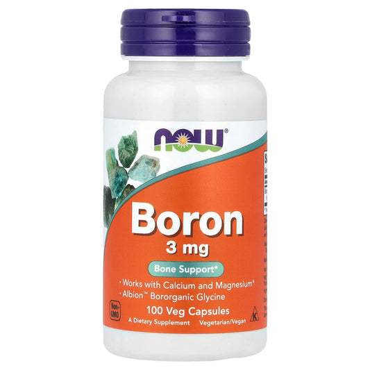 NOW Foods, Boron, 3 mg, 100 Veg Capsules - Image 1