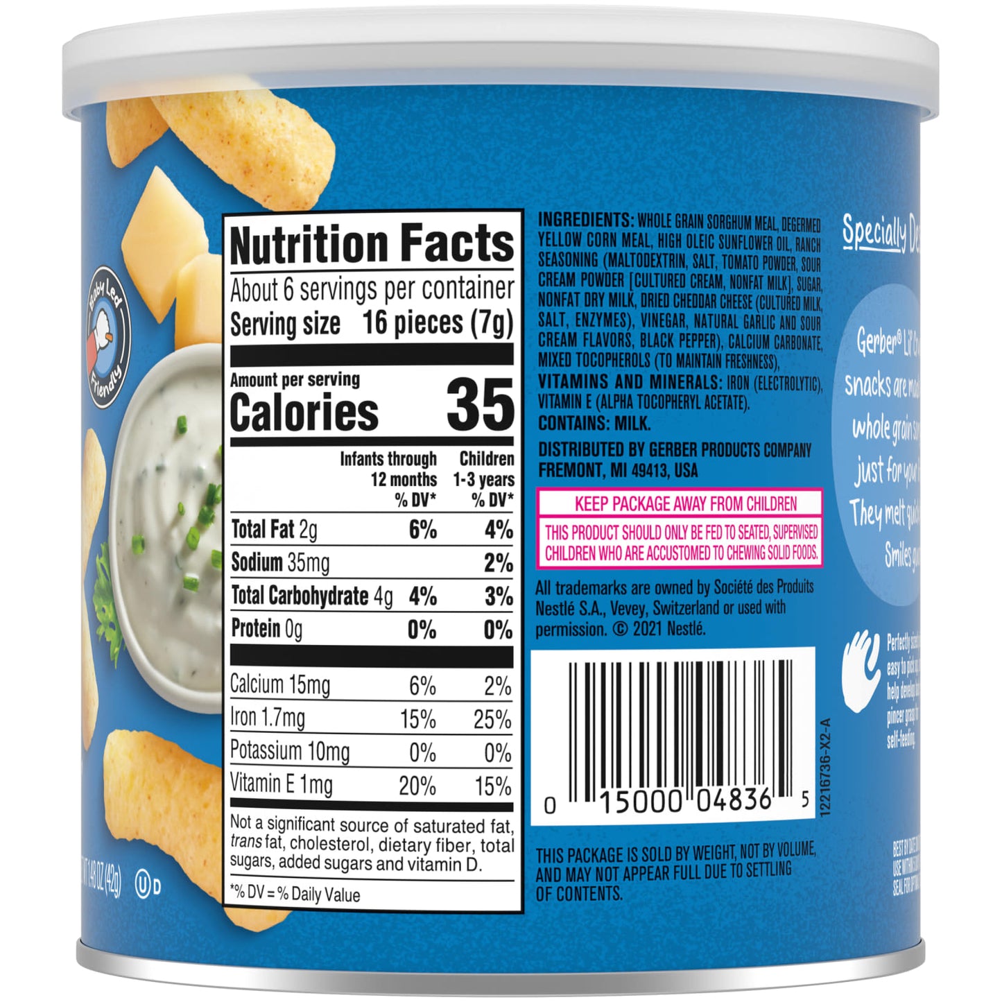 Gerber Lil' Crunchies Baked Grain Snacks for Babies 8+ Months, Ranch Flavor - Image 2