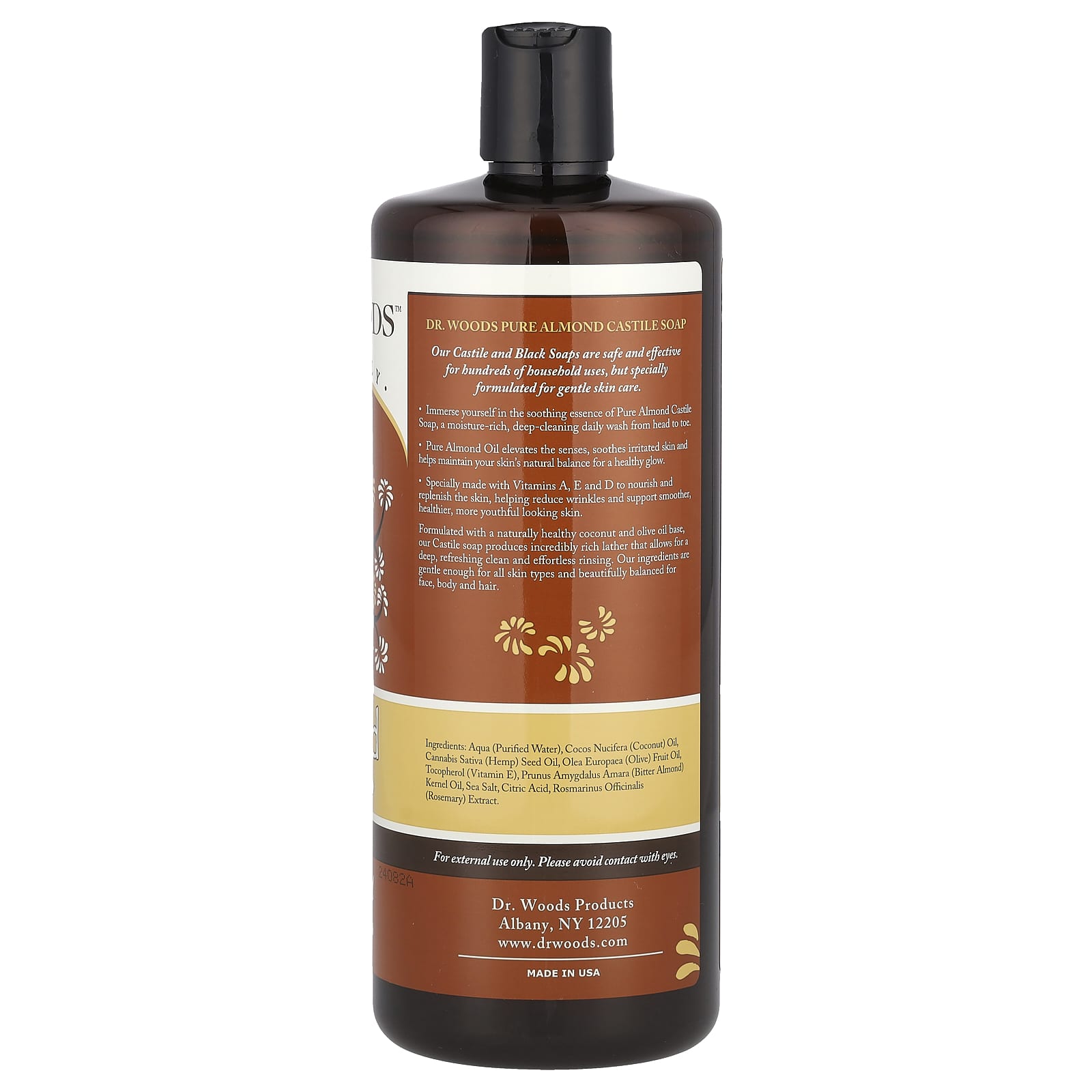 Nourish Your Skin with Dr. Woods Almond Castile Soap, 32 fl oz - Image 2