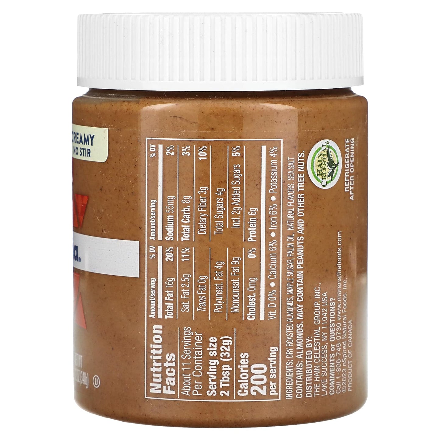 MaraNatha, Almond Butter, Creamy, Maple, 12 oz (340 g) - Image 2