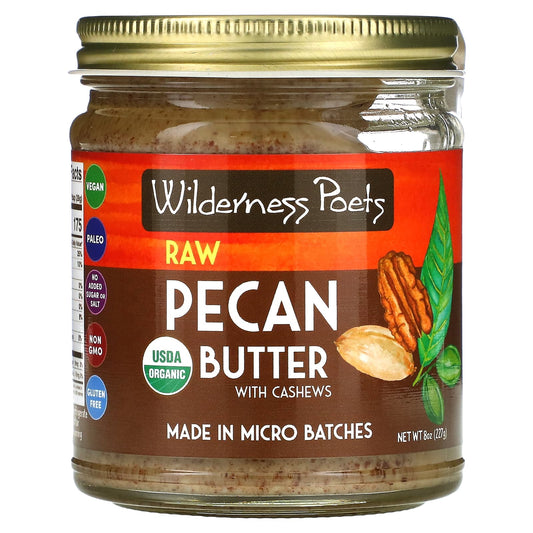 Wilderness Poets, Organic Raw Pecan Butter with Cashews, 8 oz (227 g) - Image 1