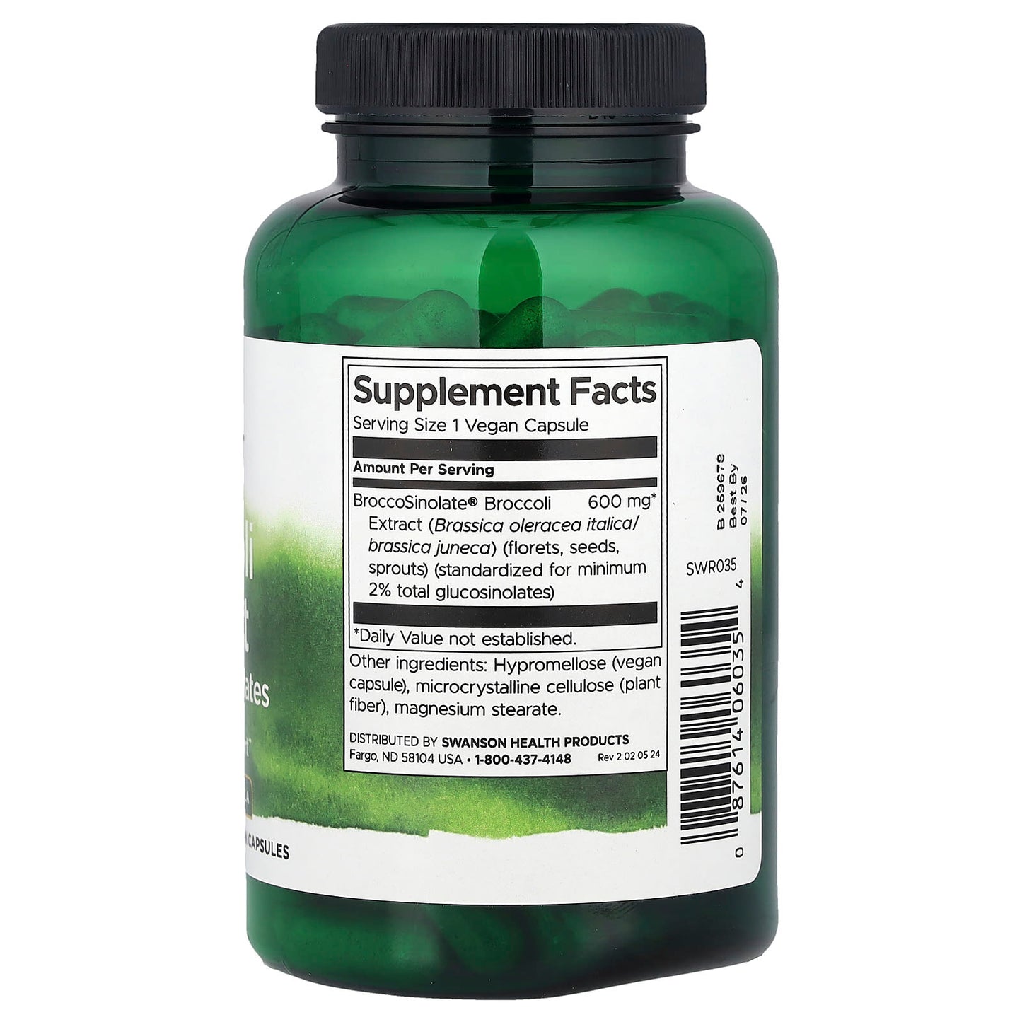 Swanson, Broccoli Extract with Glucosinolates, 120 Vegan Capsules (600 mg per Capsule) - Image 2