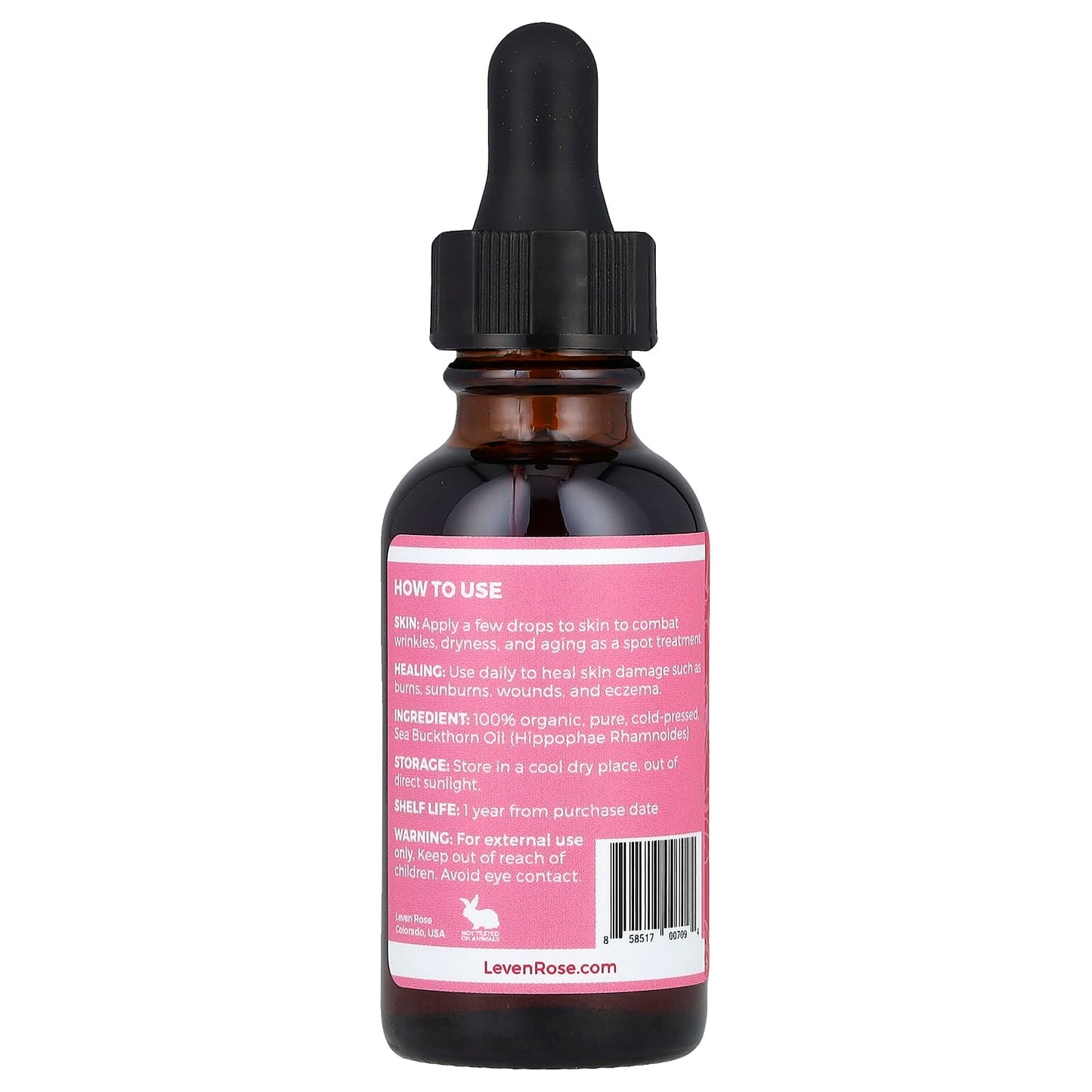 Leven Rose, 100% Pure & Organic, Sea Buckthorn Seed Oil, 1 fl oz (30 ml) - Image 2