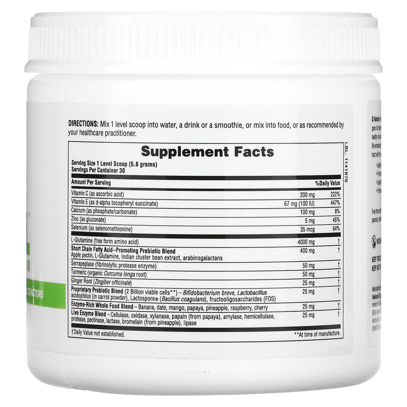 NaturesPlus, GI Natural Fast-Acting Powder, 0.38 lb (174 g) - Image 2