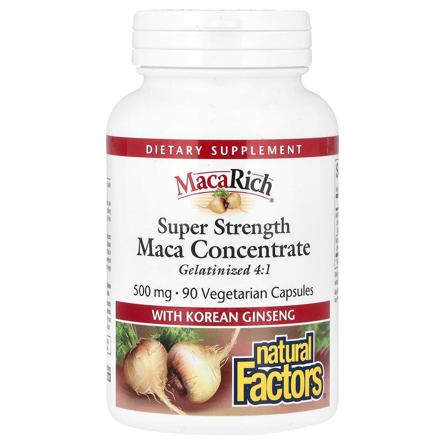 Natural Factors, Maca Rich®, Maca Concentrate With Korean Ginseng, Super Strength, 90 Vegetarian Capsules - Image 1