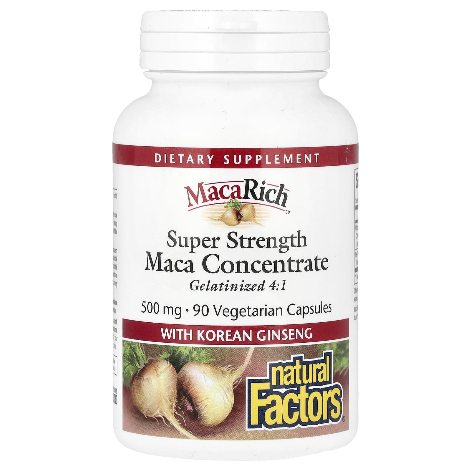 Natural Factors, Maca Rich®, Maca Concentrate With Korean Ginseng, Super Strength, 90 Vegetarian Capsules - Image 1