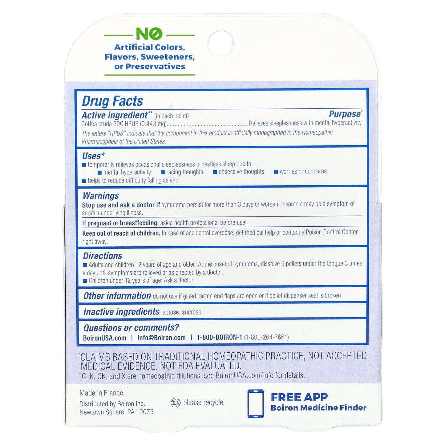 Natural Sleep Aid with Coffea Cruda Homeopathic Pellets by Boiron - Image 2
