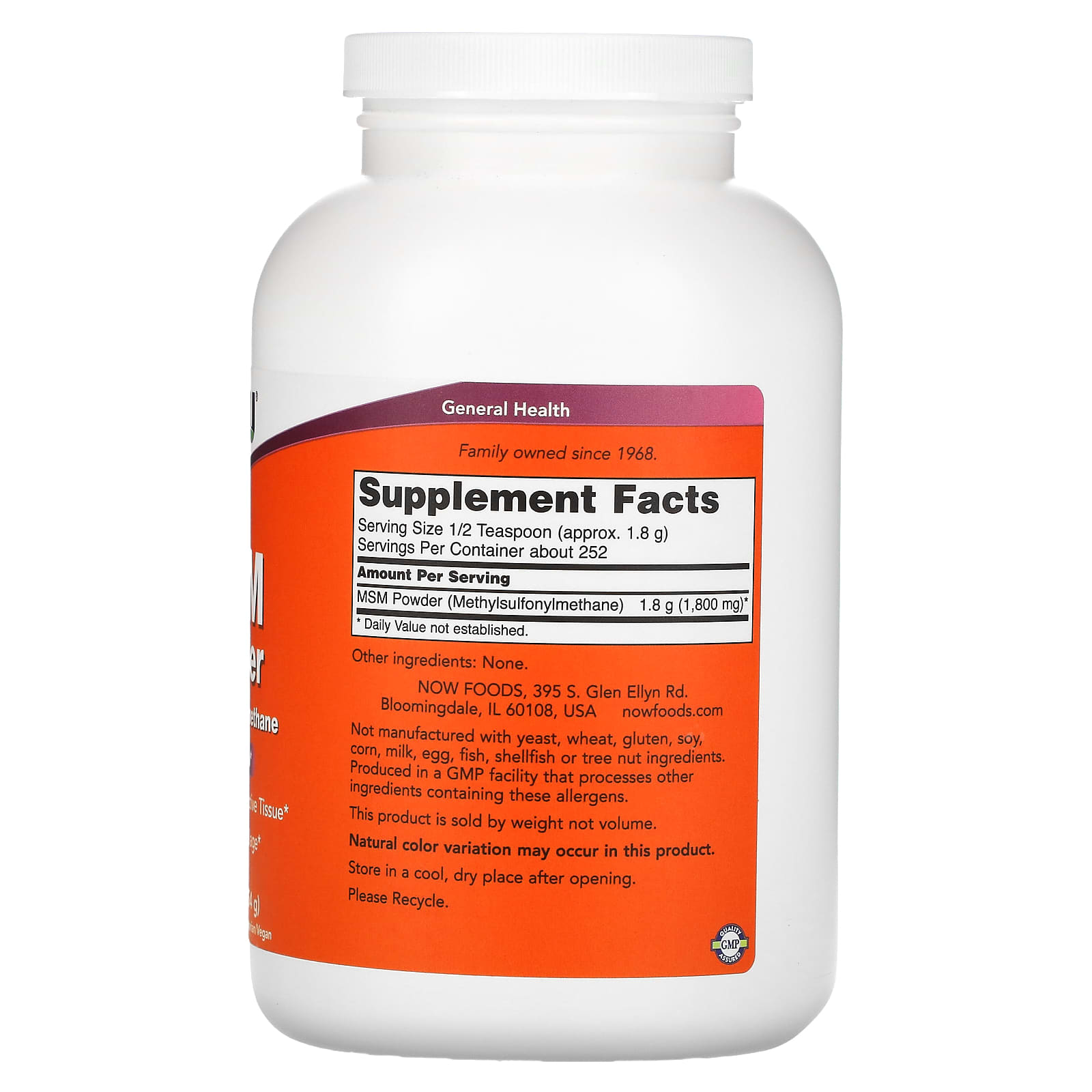 NOW Foods, MSM Powder, 1 lb (454 g) - Image 2