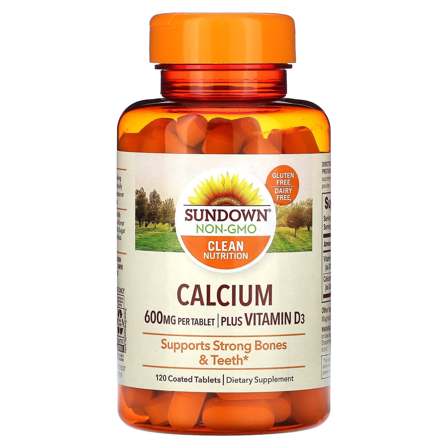Sundown Naturals, Calcium, Plus Vitamin D3, 600 mg, 120 Coated Tablets (300 mg per Tablet) - Image 1