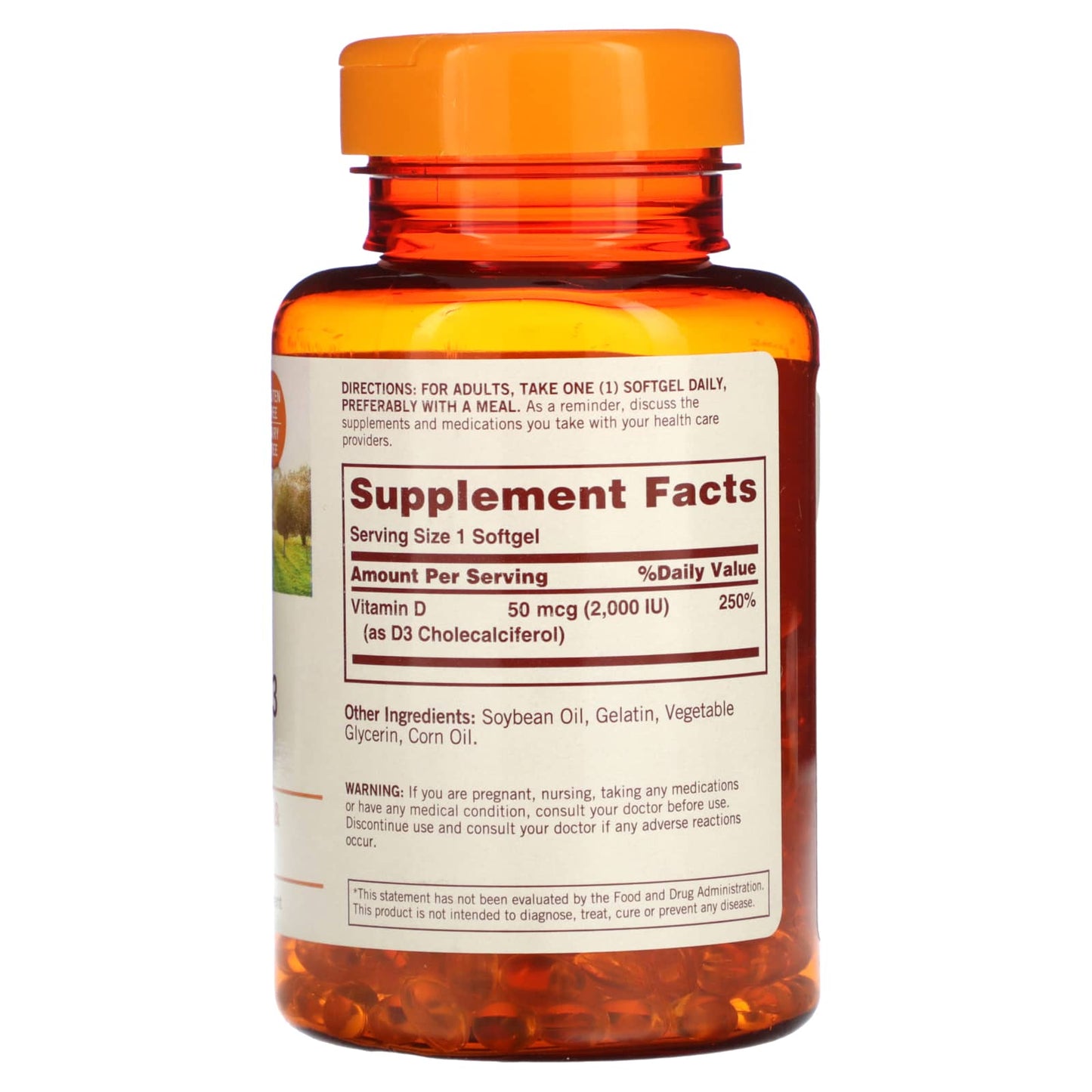 Sundown Naturals, Vitamin D3, 50 mcg (2,000 IU), 350 Softgels - Image 2