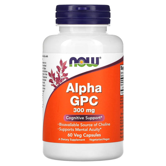 NOW Foods, Alpha GPC, 300 mg, 60 Veg Capsules - Image 1