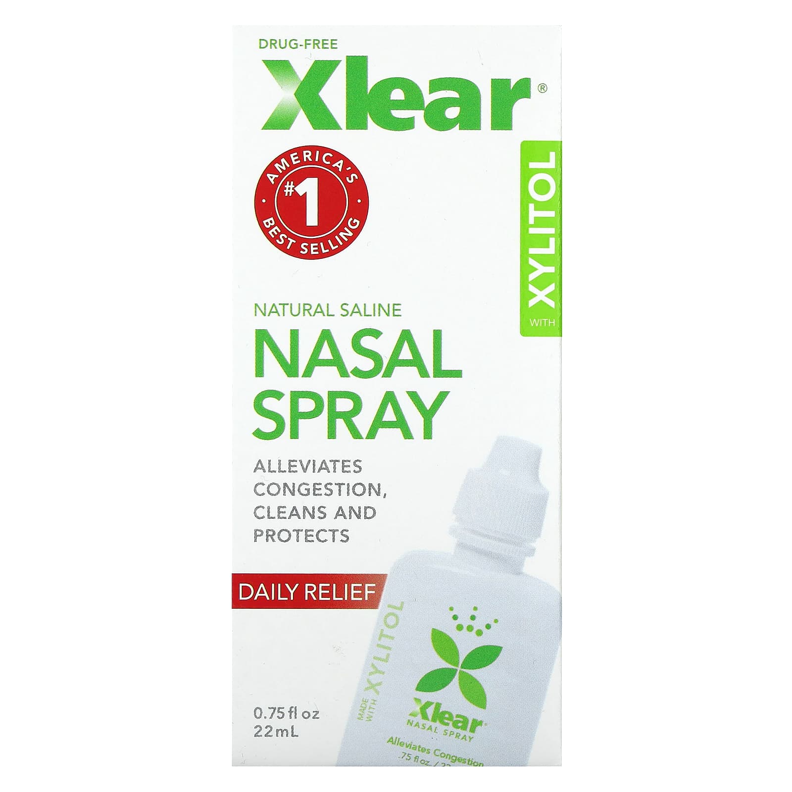 Xlear, Natural Saline Nasal Spray, 0.75 fl oz (22 ml) - Image 2