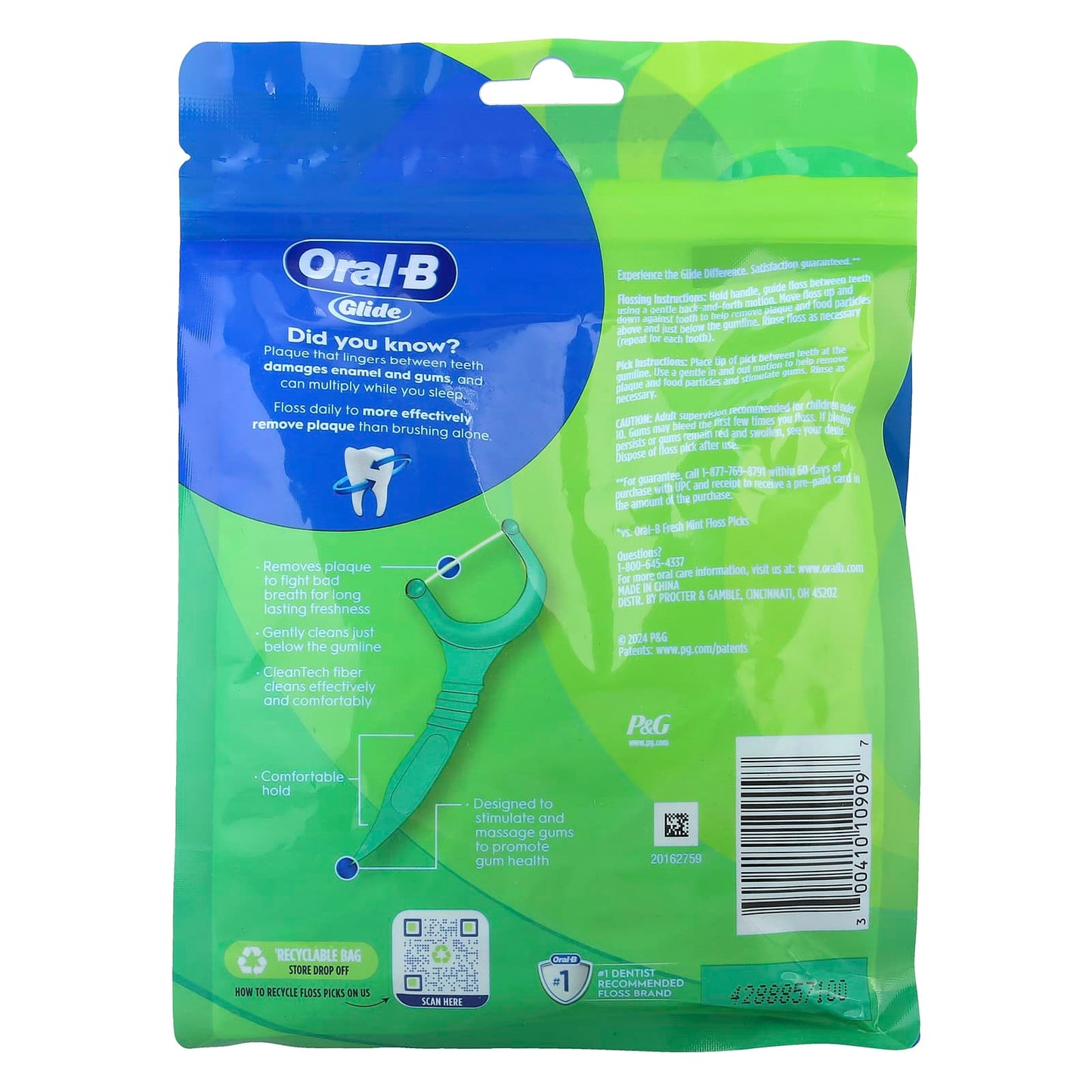 Oral-B, Glide, Scope Outlast Floss Picks, Mint, 225 Floss Picks - Image 2