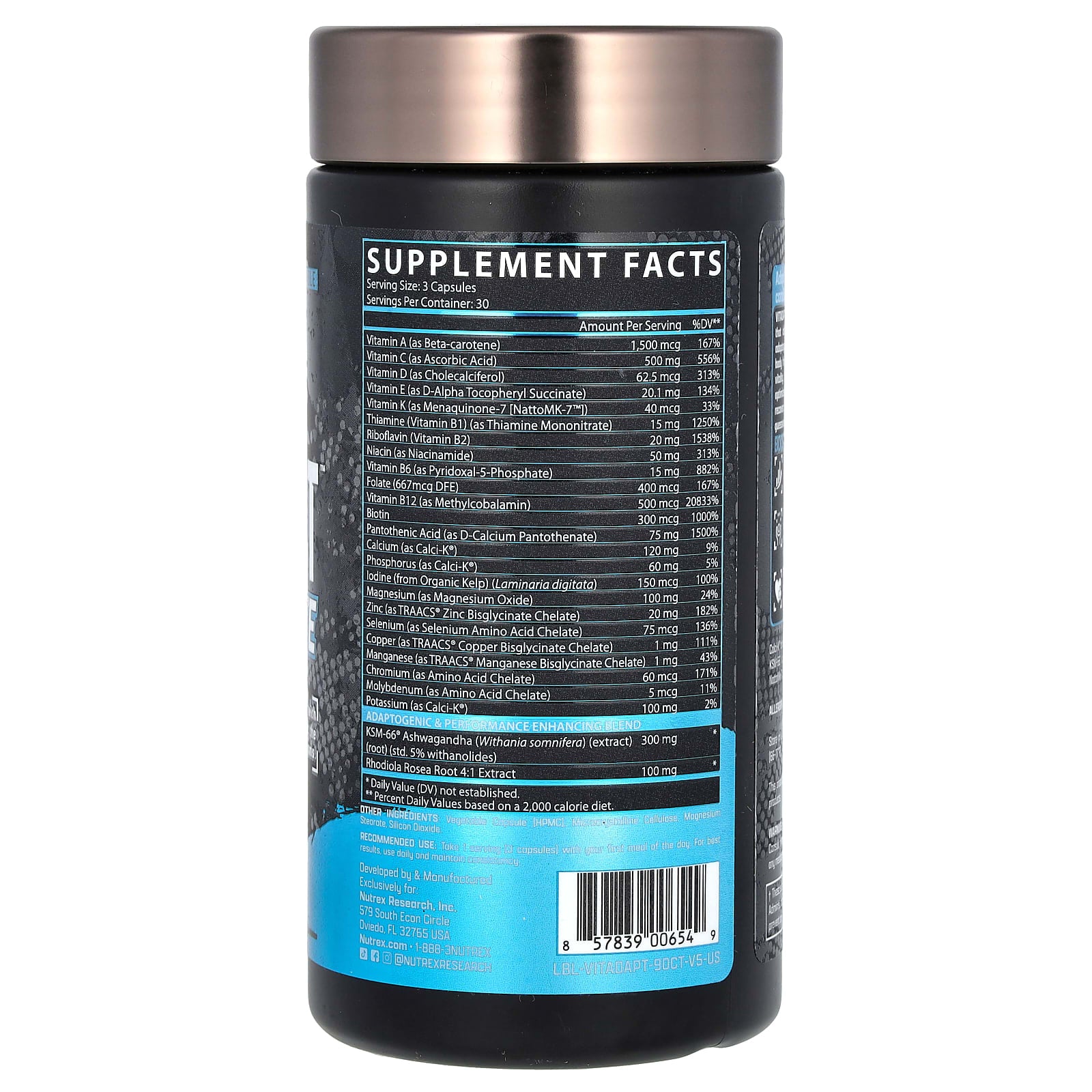 Nutrex Research, Vitadapt Complete, Premium Sports Multivitamin, 90 Capsules - Image 2