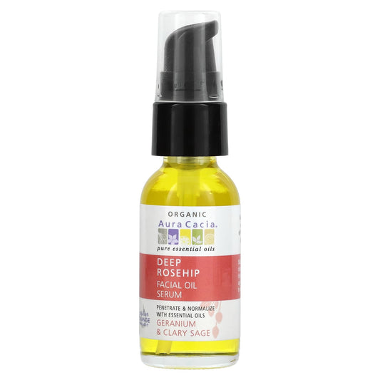 Organic Rosehip Facial Oil Serum with Geranium & Clary Sage - Aura Cacia - Image 1