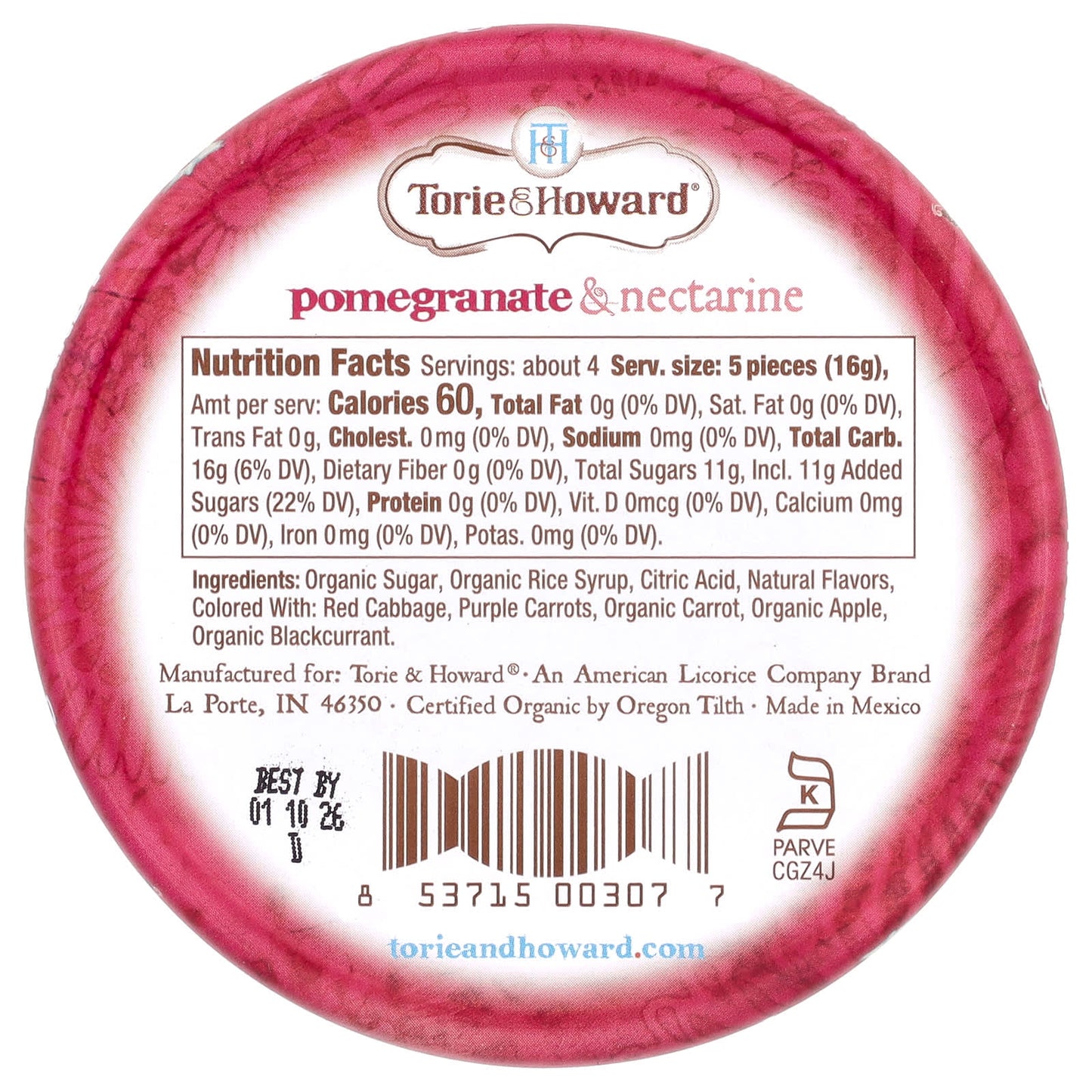 Torie & Howard, Organic Hard Candy, Pomegranate & Nectarine, 2 oz (57 g) - Image 2