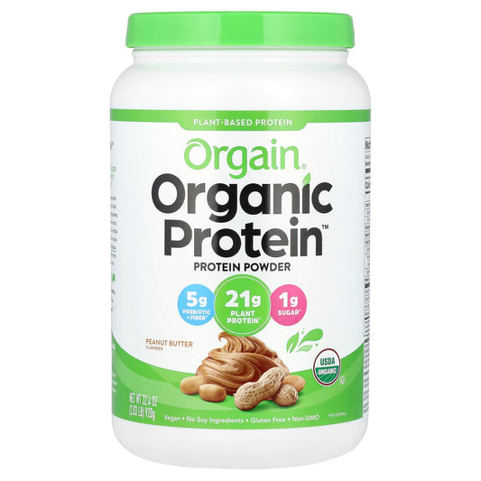 Orgain, Organic Protein Powder, Plant-Based, Peanut Butter, 2.03 lb (920 g) - Image 1