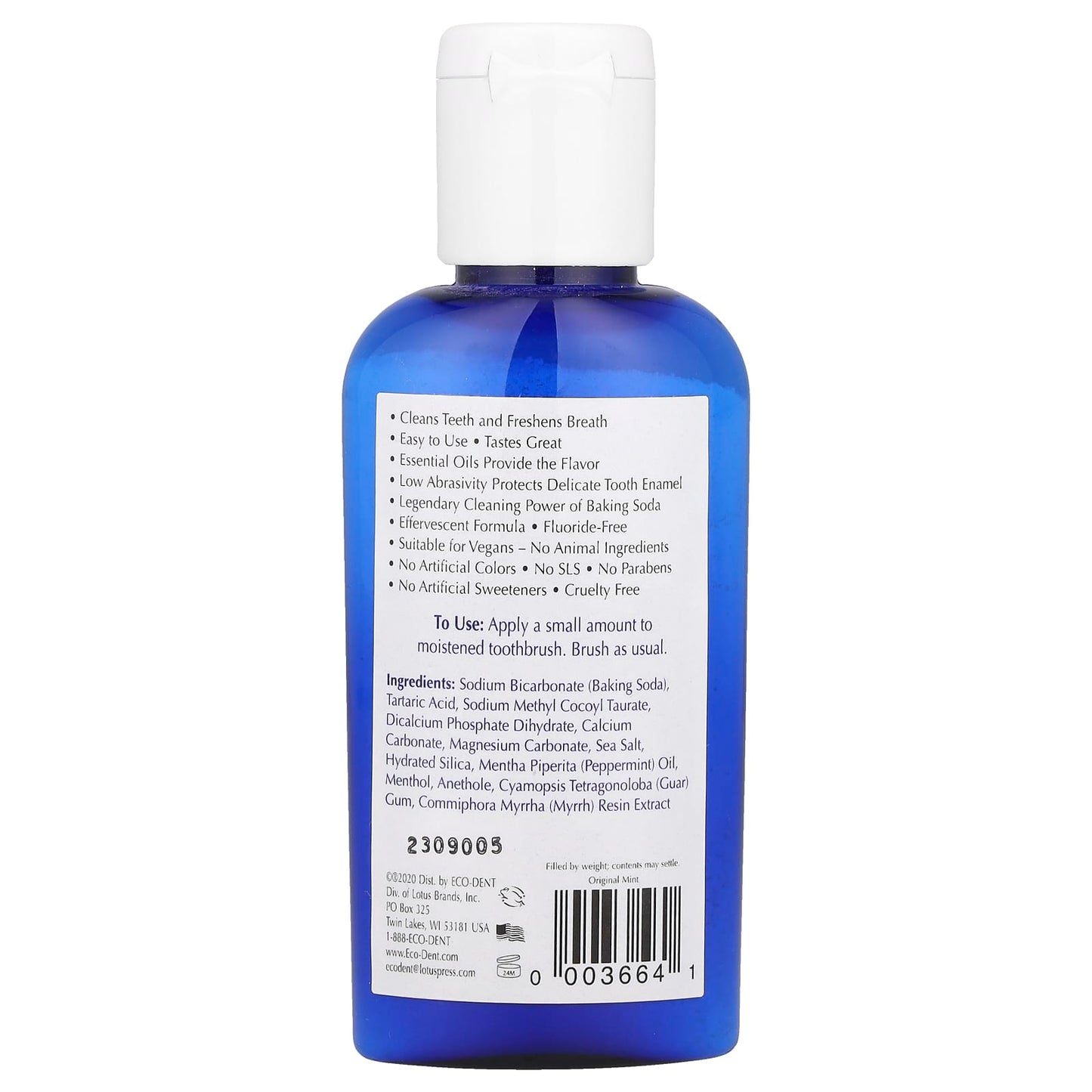 Eco-Dent Daily Care Baking Soda Toothpowder, Original Mint, 2 oz - Image 2