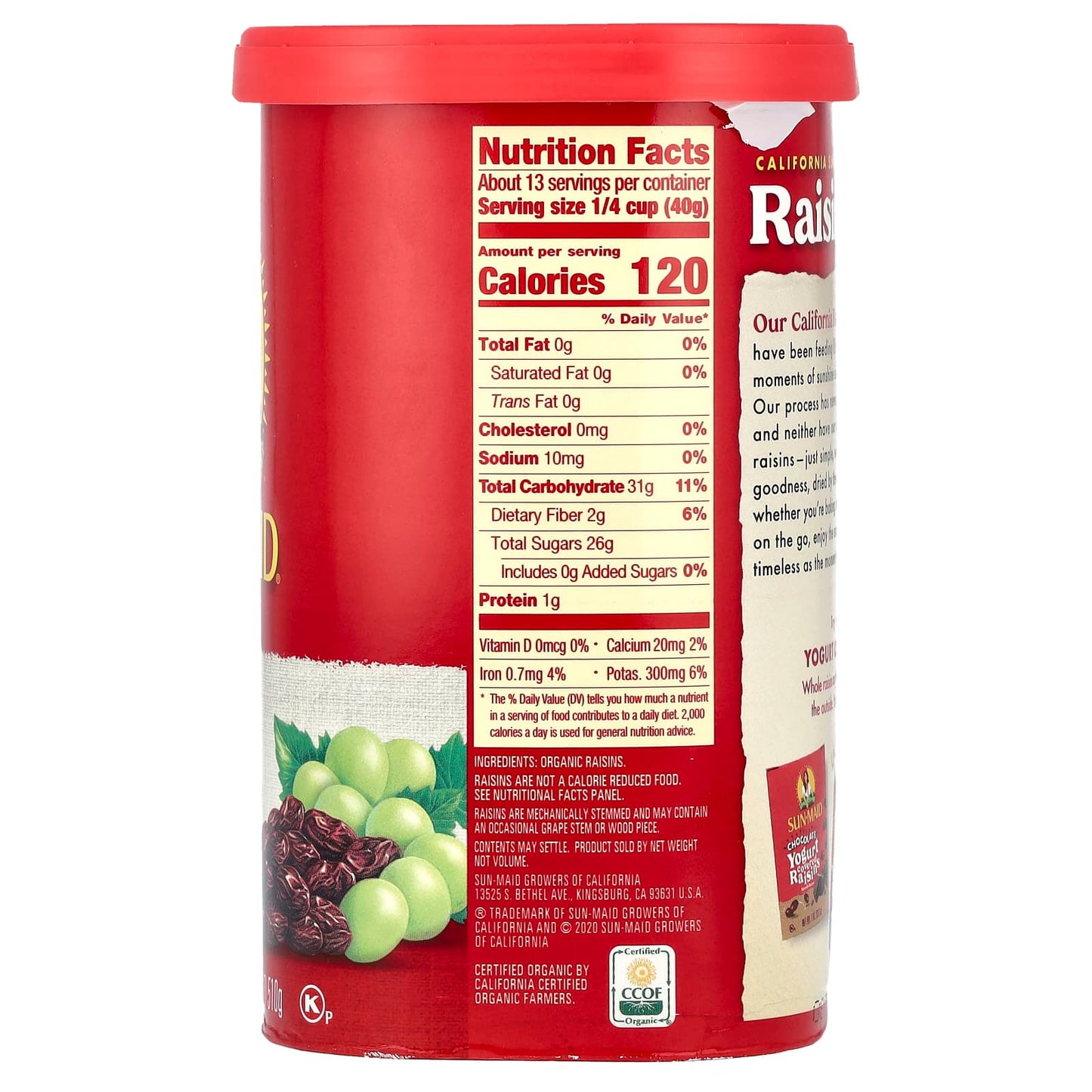 Sun-Maid, California Sun-Dried Organic Raisins, 18 oz (510 g) - Image 2
